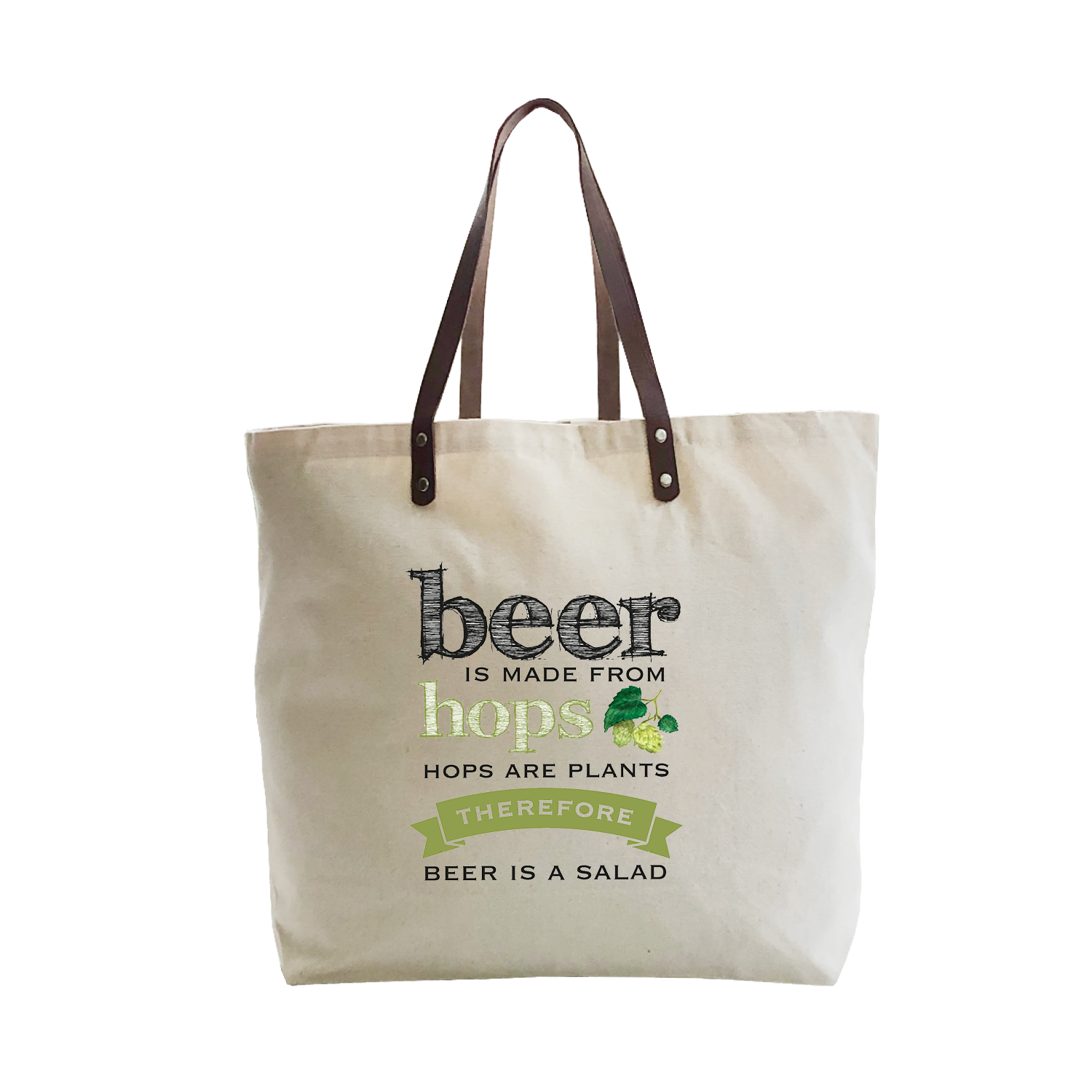 beer is salad large tote