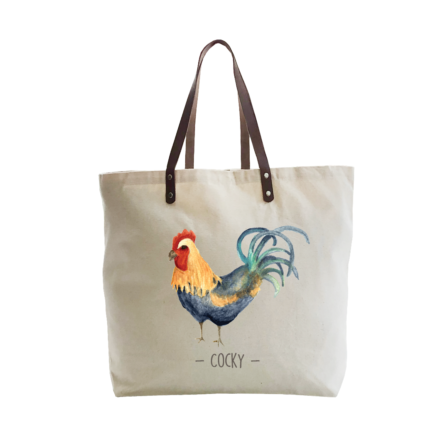 cocky rooster large tote