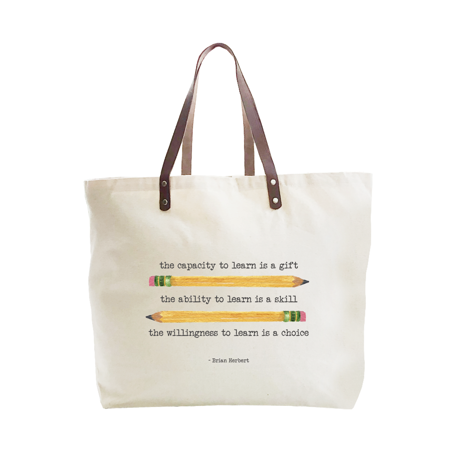 learn is a gift large tote