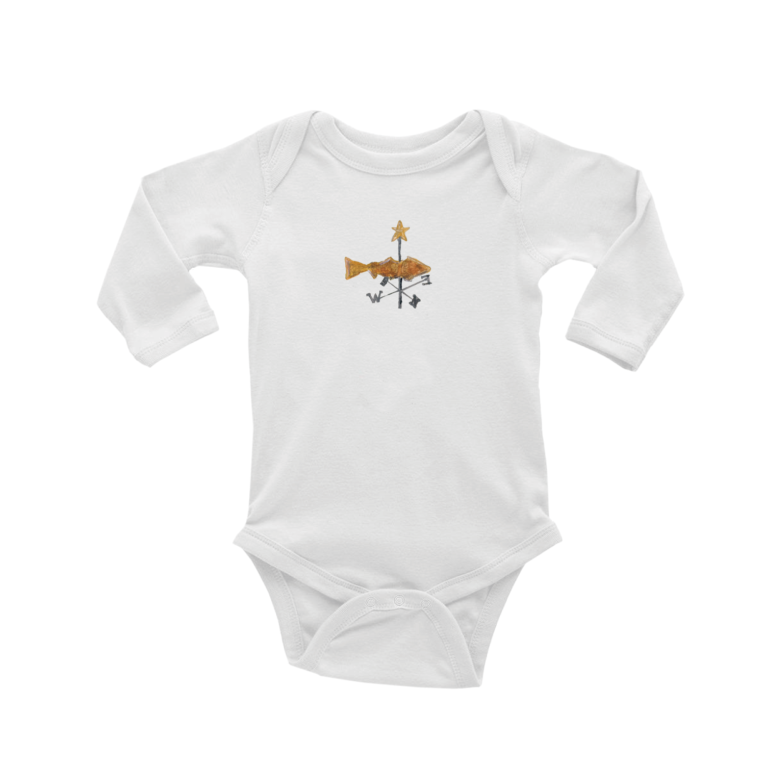 fish weathervane baby snap up long sleeve