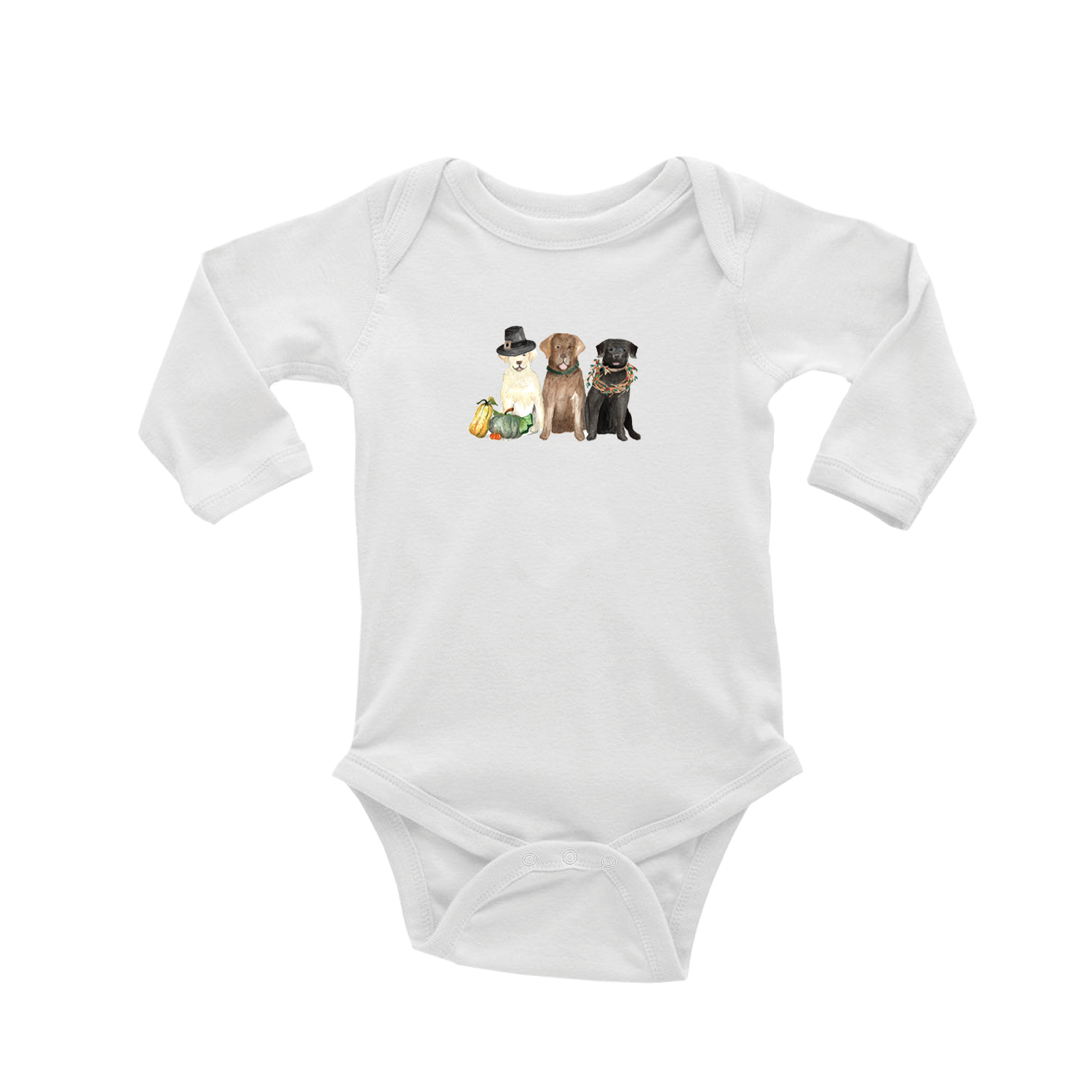 three labs thanksgiving baby snap up long sleeve