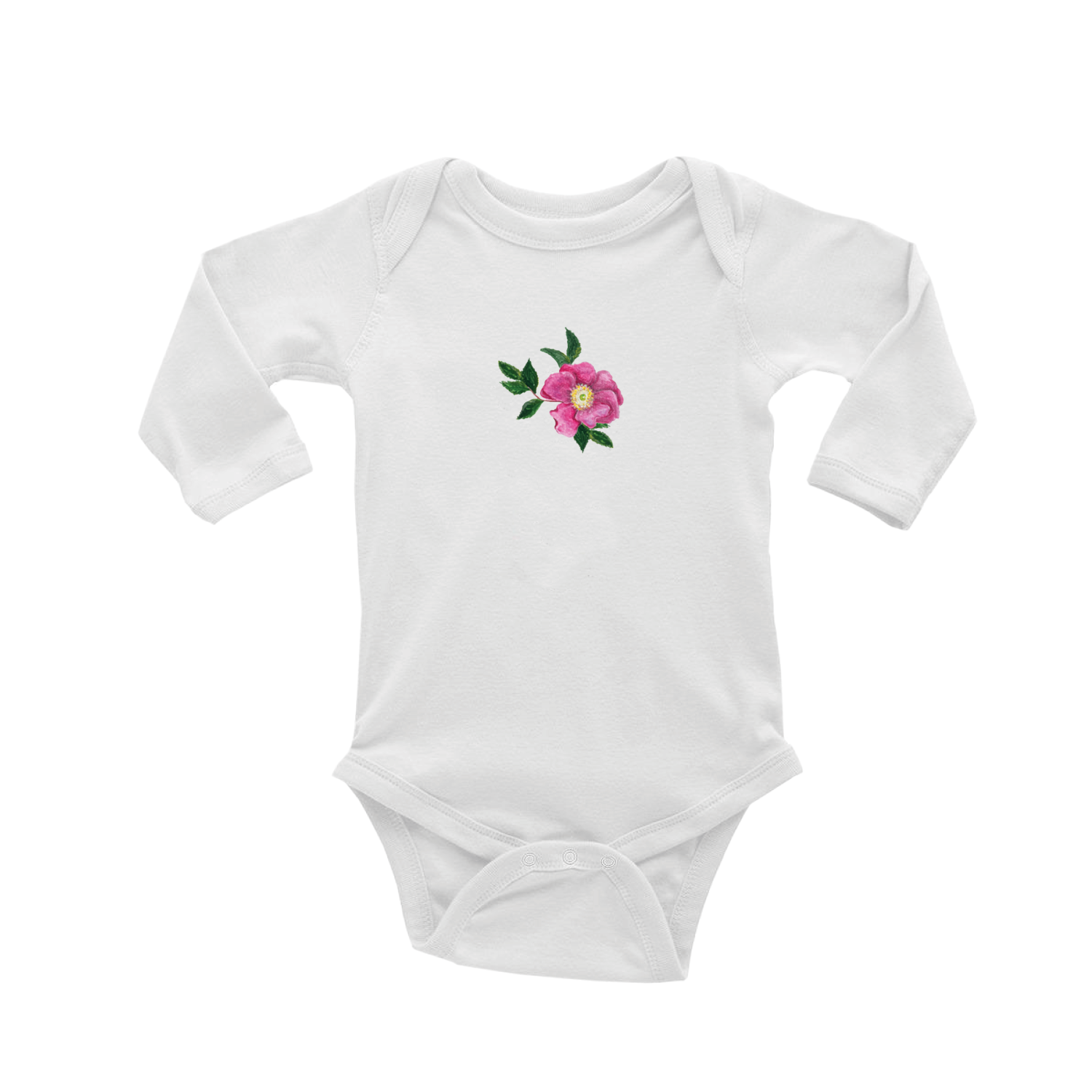 rugosa rose baby snap up long sleeve