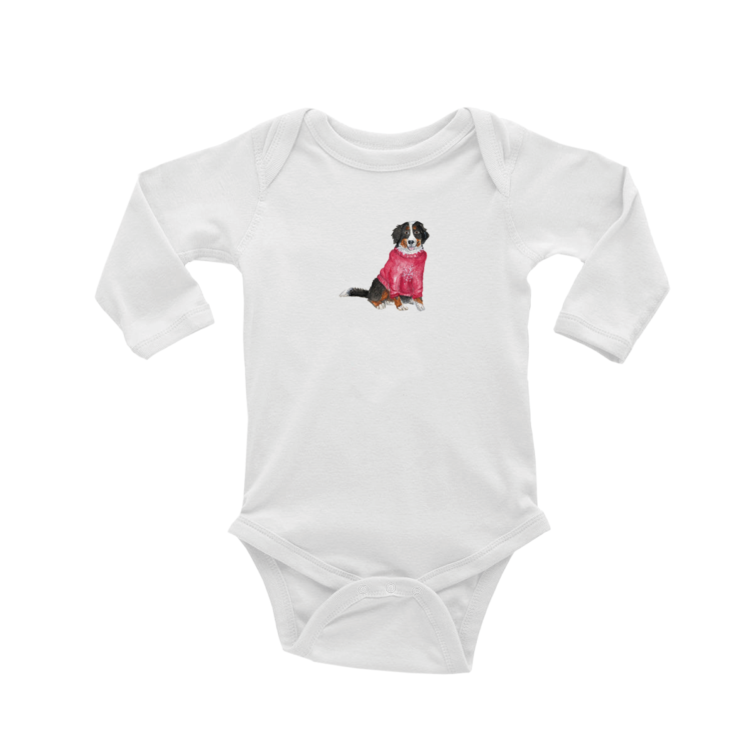 bernese mountain dog in sweater baby snap up long sleeve
