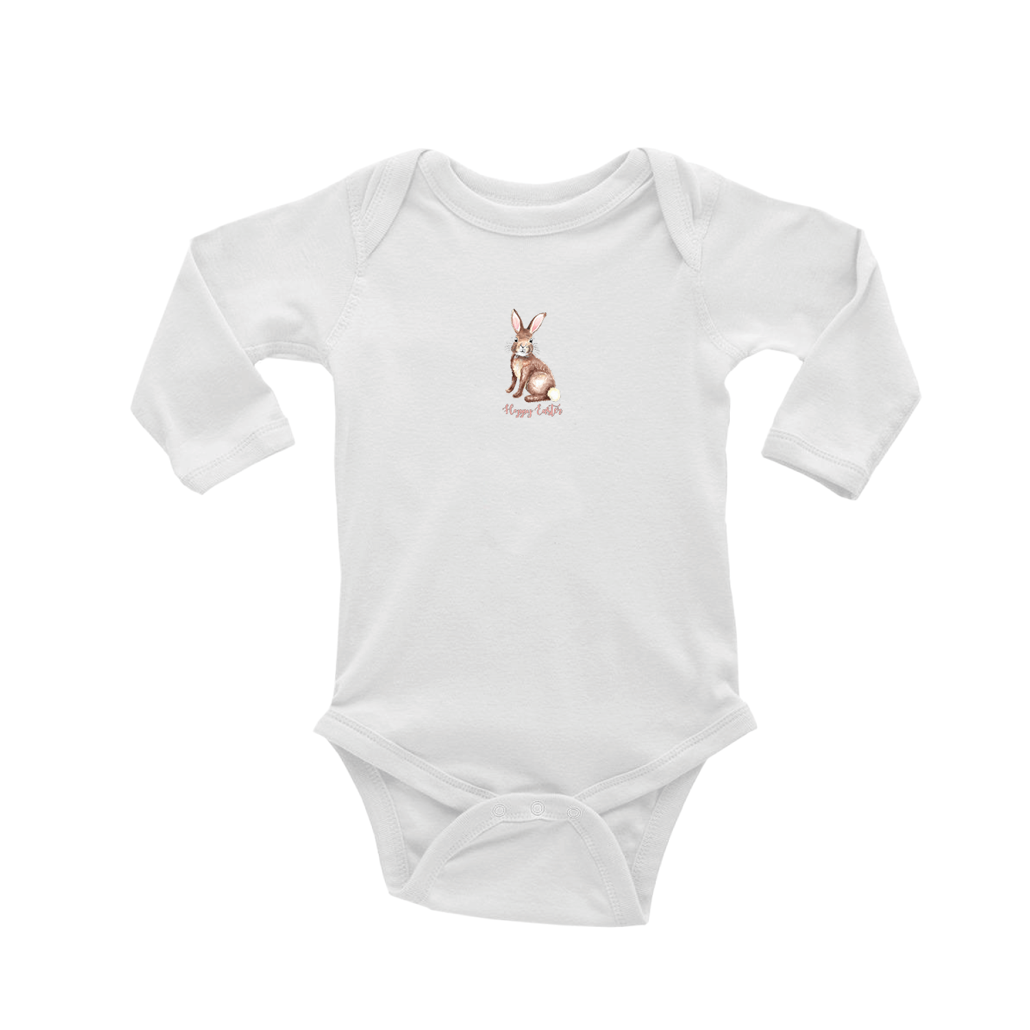 brown bunny with hoppy easter baby snap up long sleeve