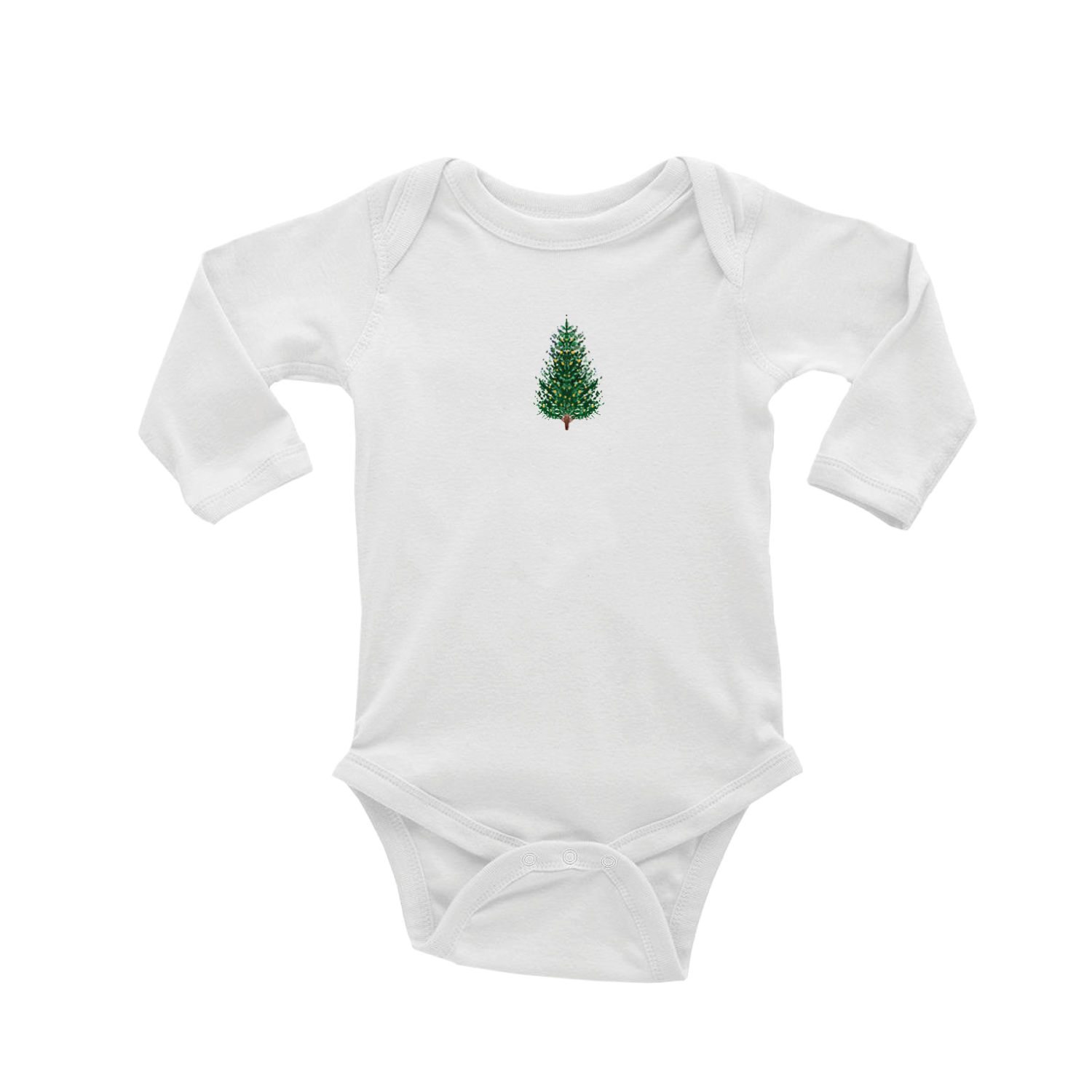 tree + white lights baby snap up long sleeve