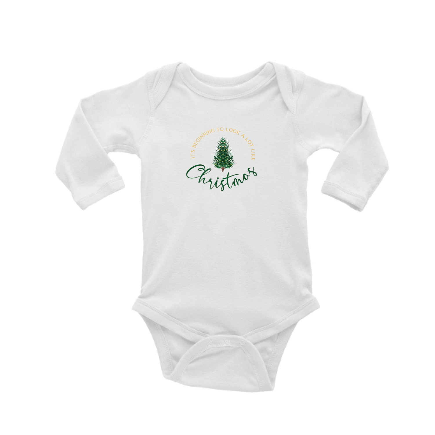 it's beginning to look tree baby snap up long sleeve