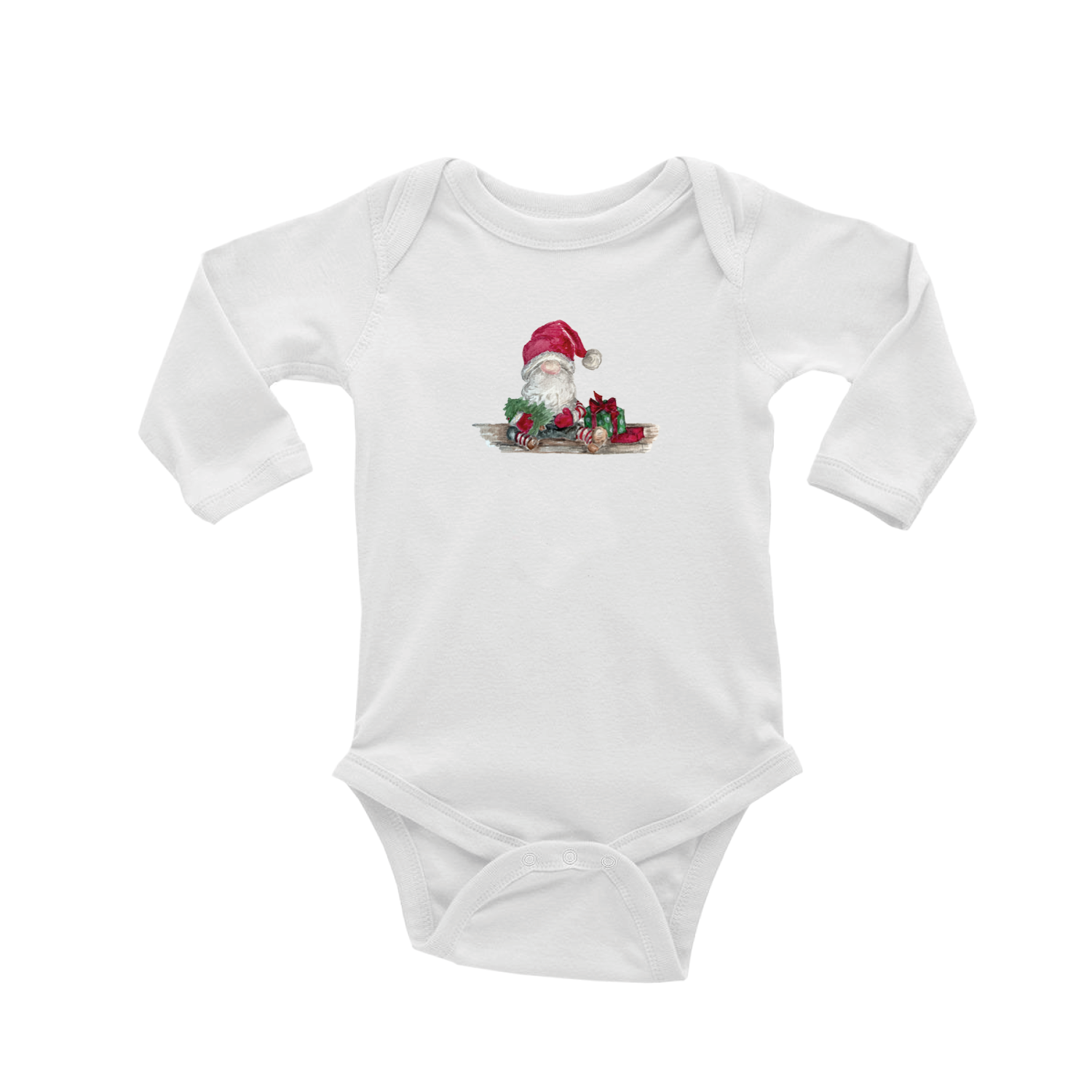 christmas gnome baby snap up long sleeve