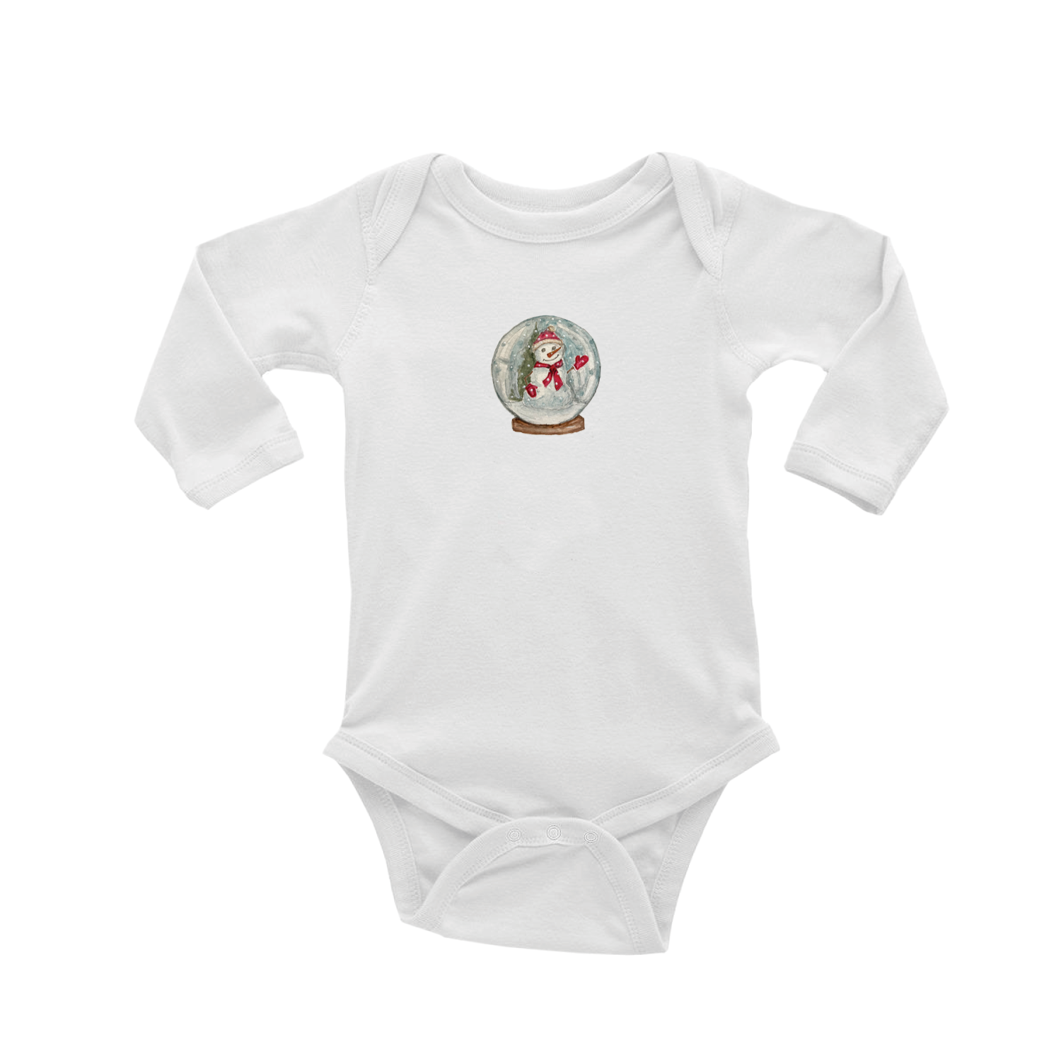 snow globe baby snap up long sleeve