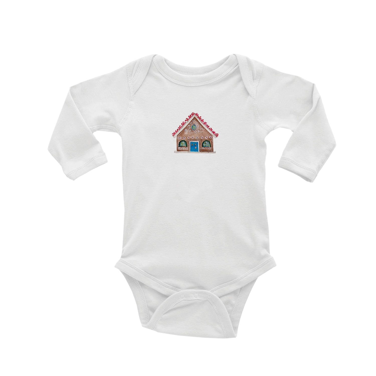 gingerbread house baby snap up long sleeve