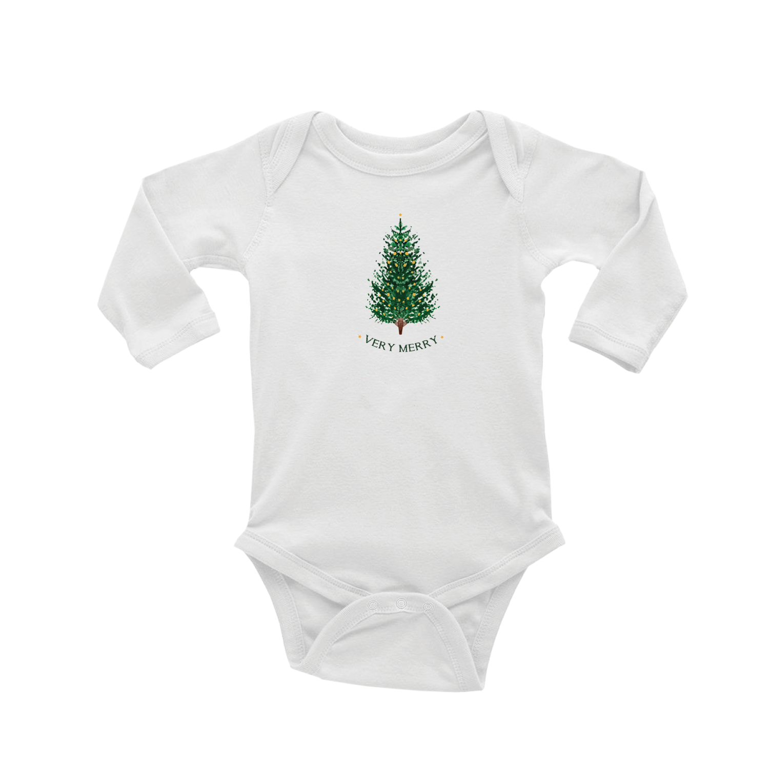very merry christmas tree baby snap up long sleeve