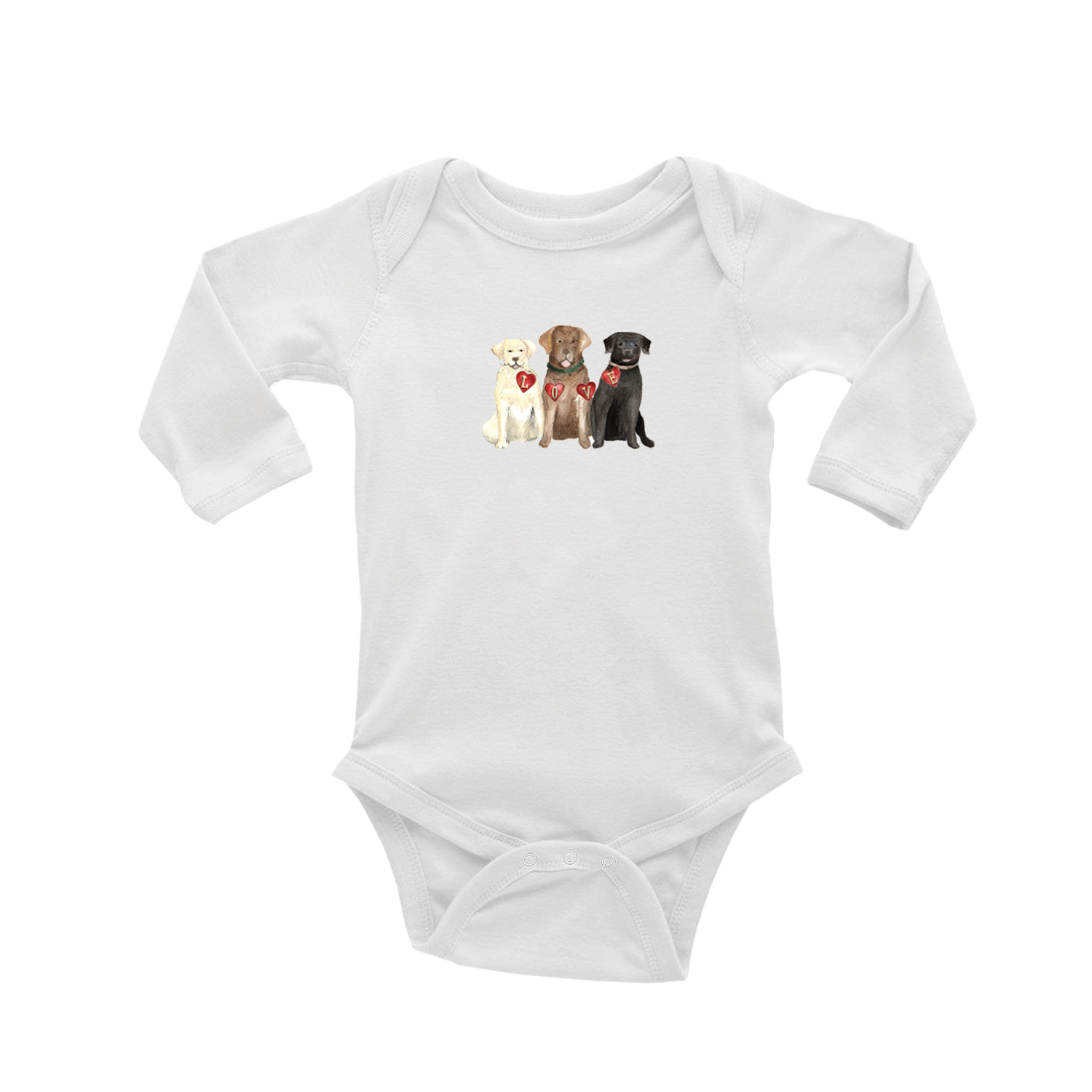 three labs valentine's day baby snap up long sleeve