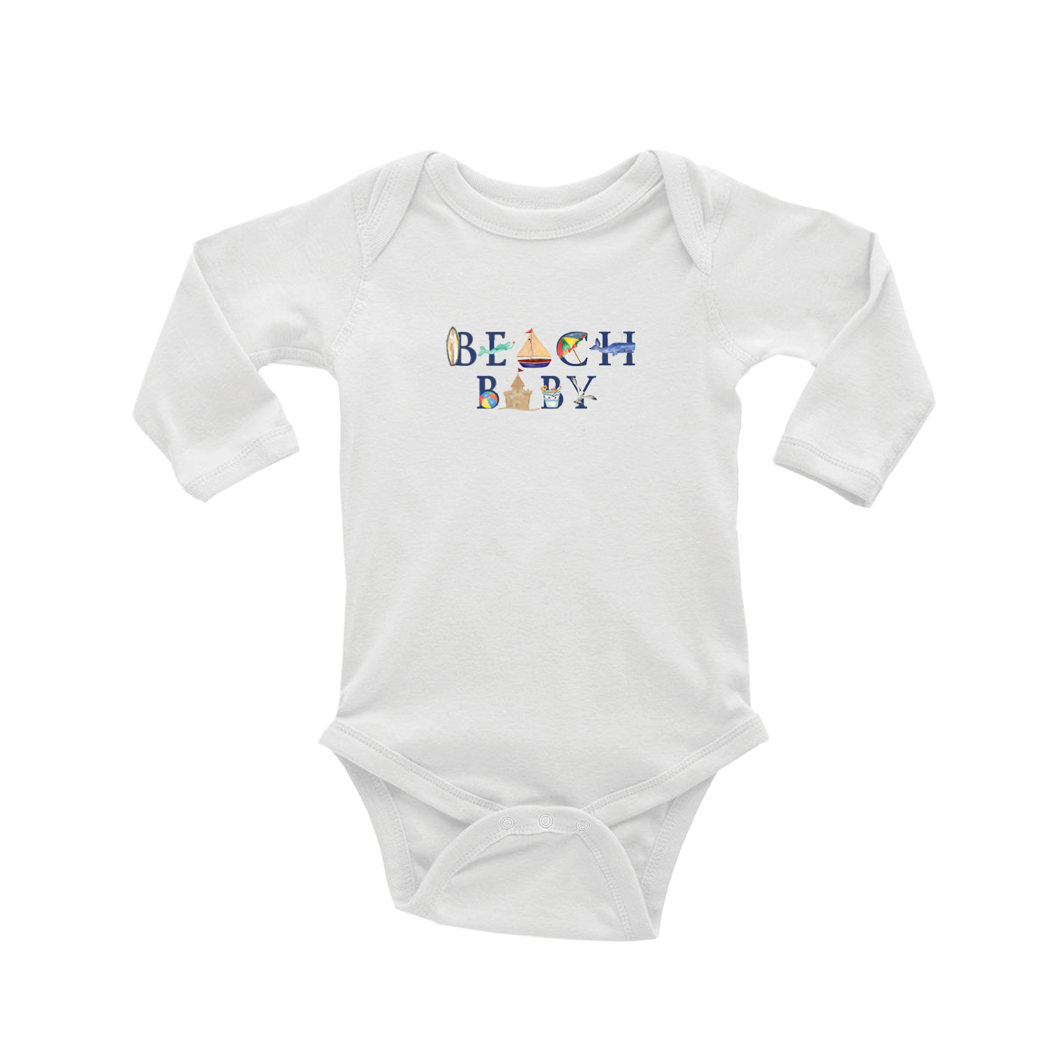 beach baby baby snap up long sleeve