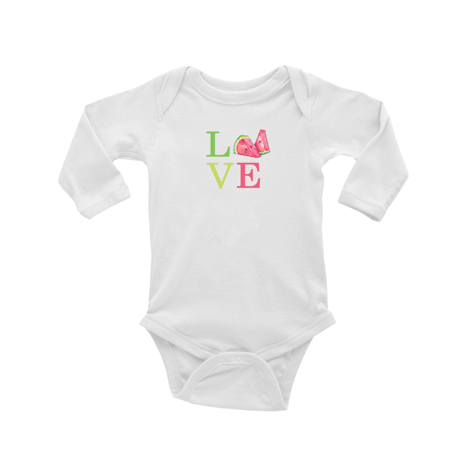 love watermelon baby snap up long sleeve