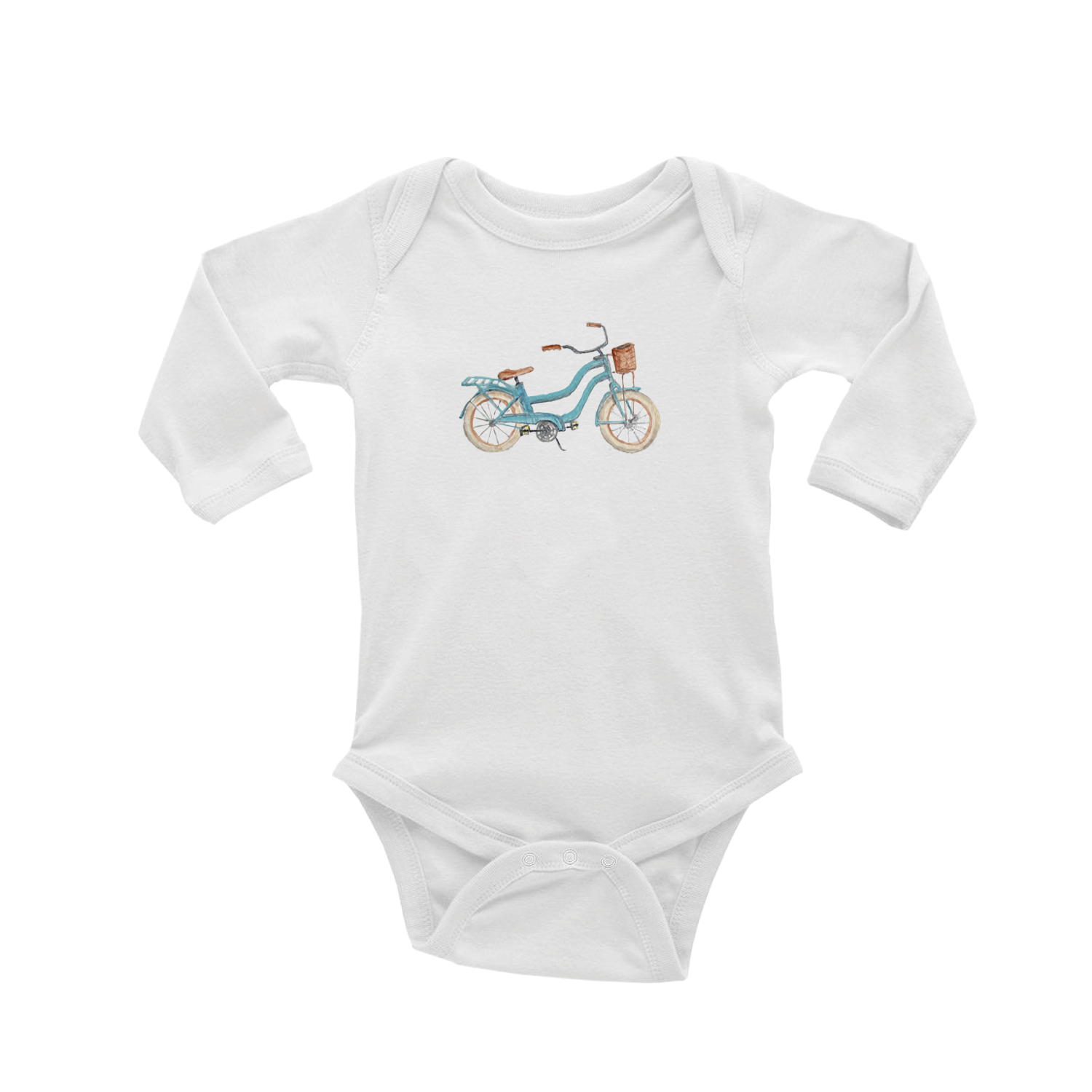 light blue beach bike baby snap up long sleeve