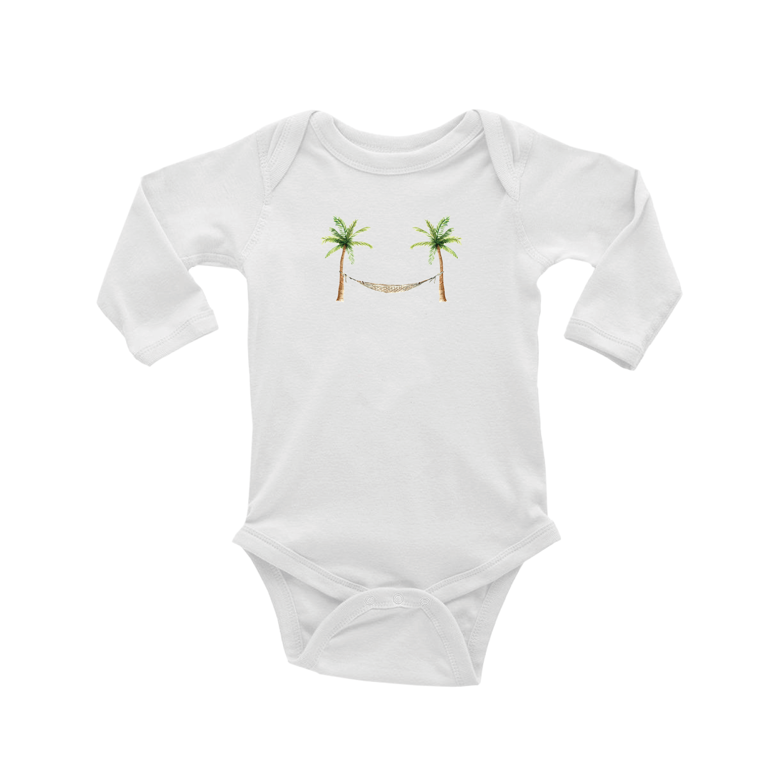 palm trees with hammock baby snap up long sleeve