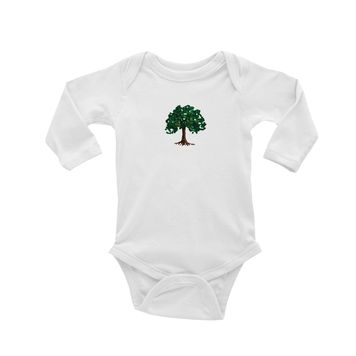 oak tree with roots baby snap up long sleeve