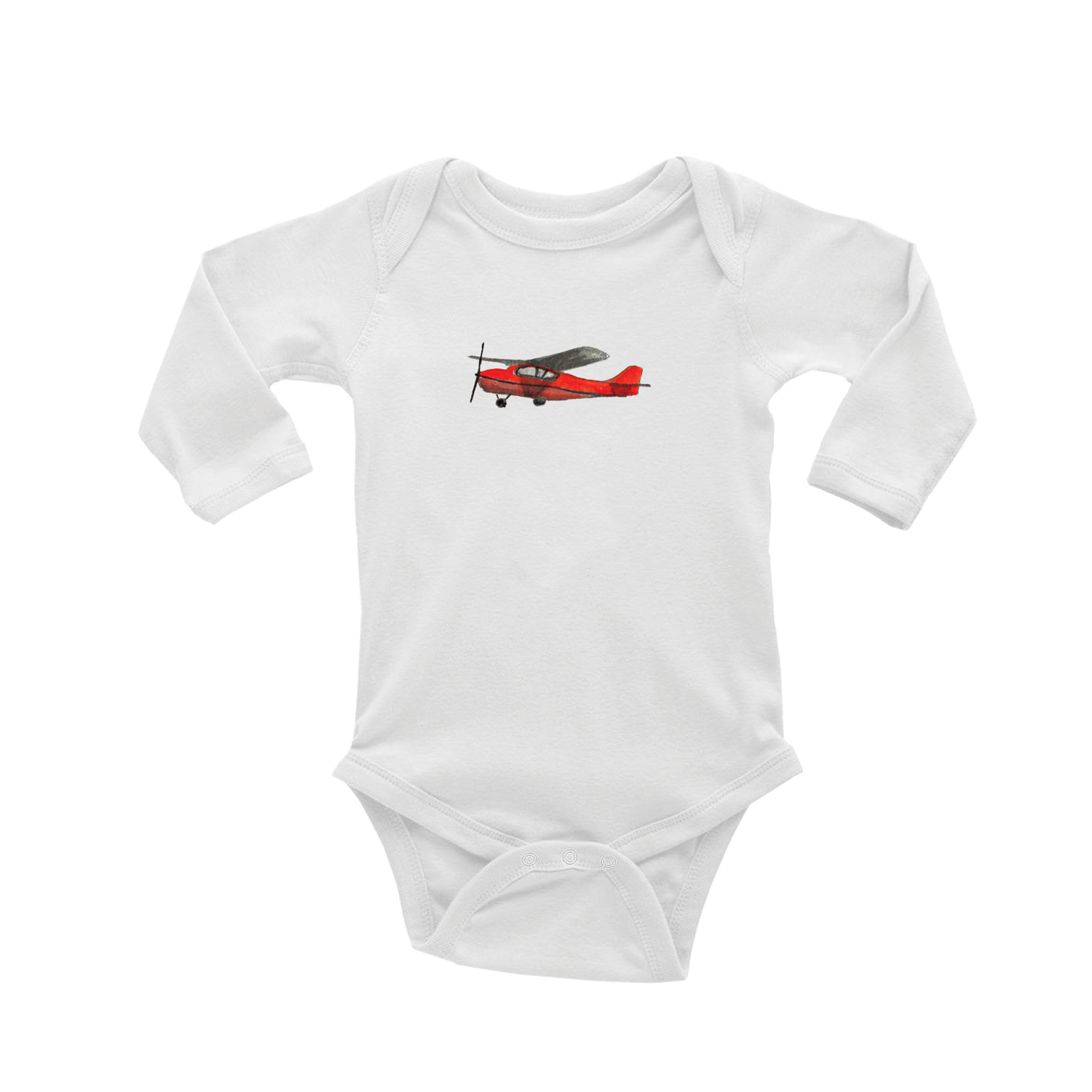 red airplane baby snap up long sleeve