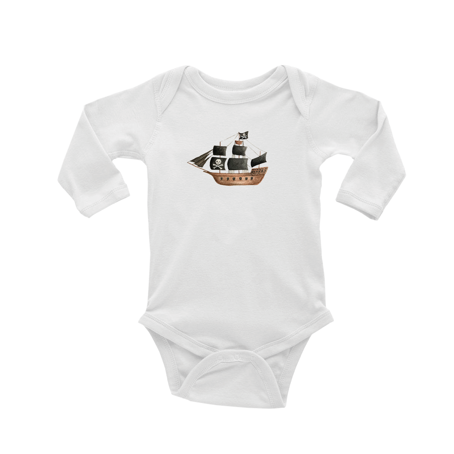 pirate ship baby snap up long sleeve