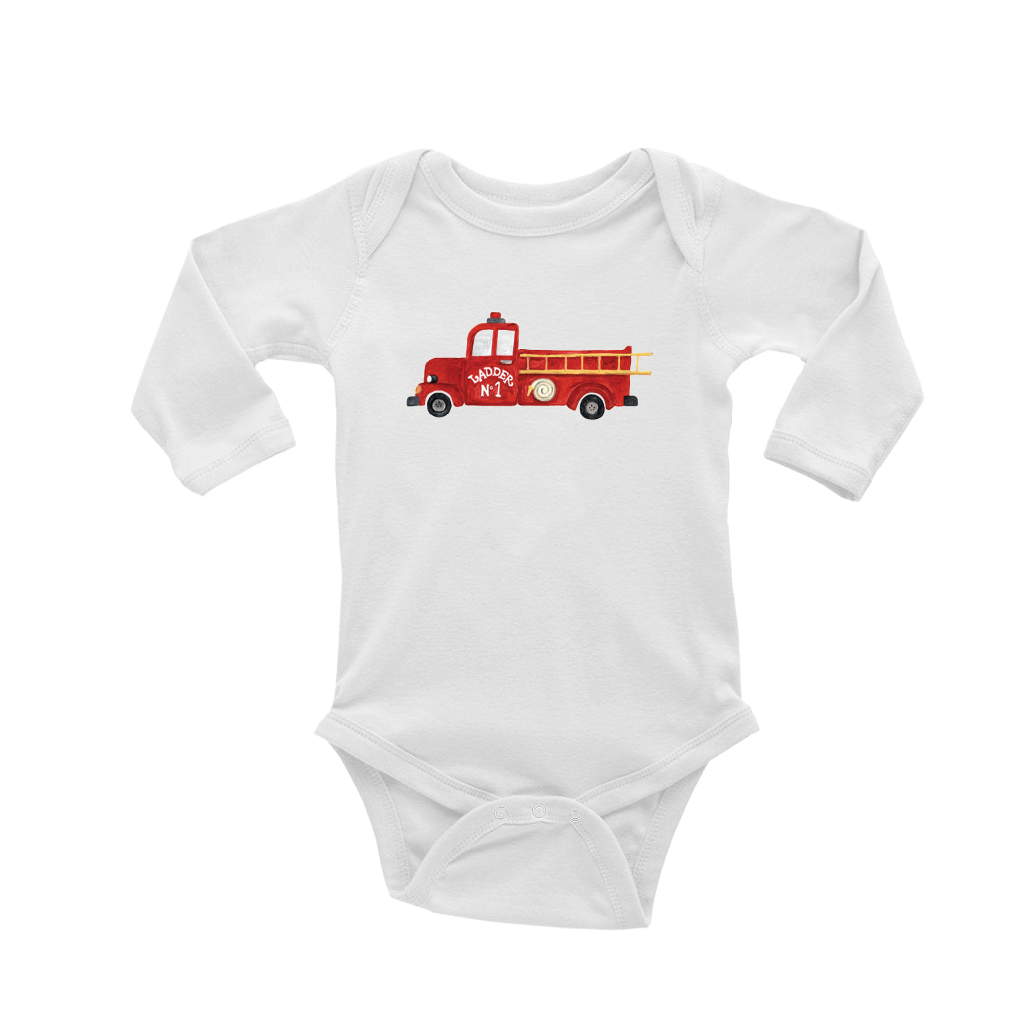fire truck baby snap up long sleeve