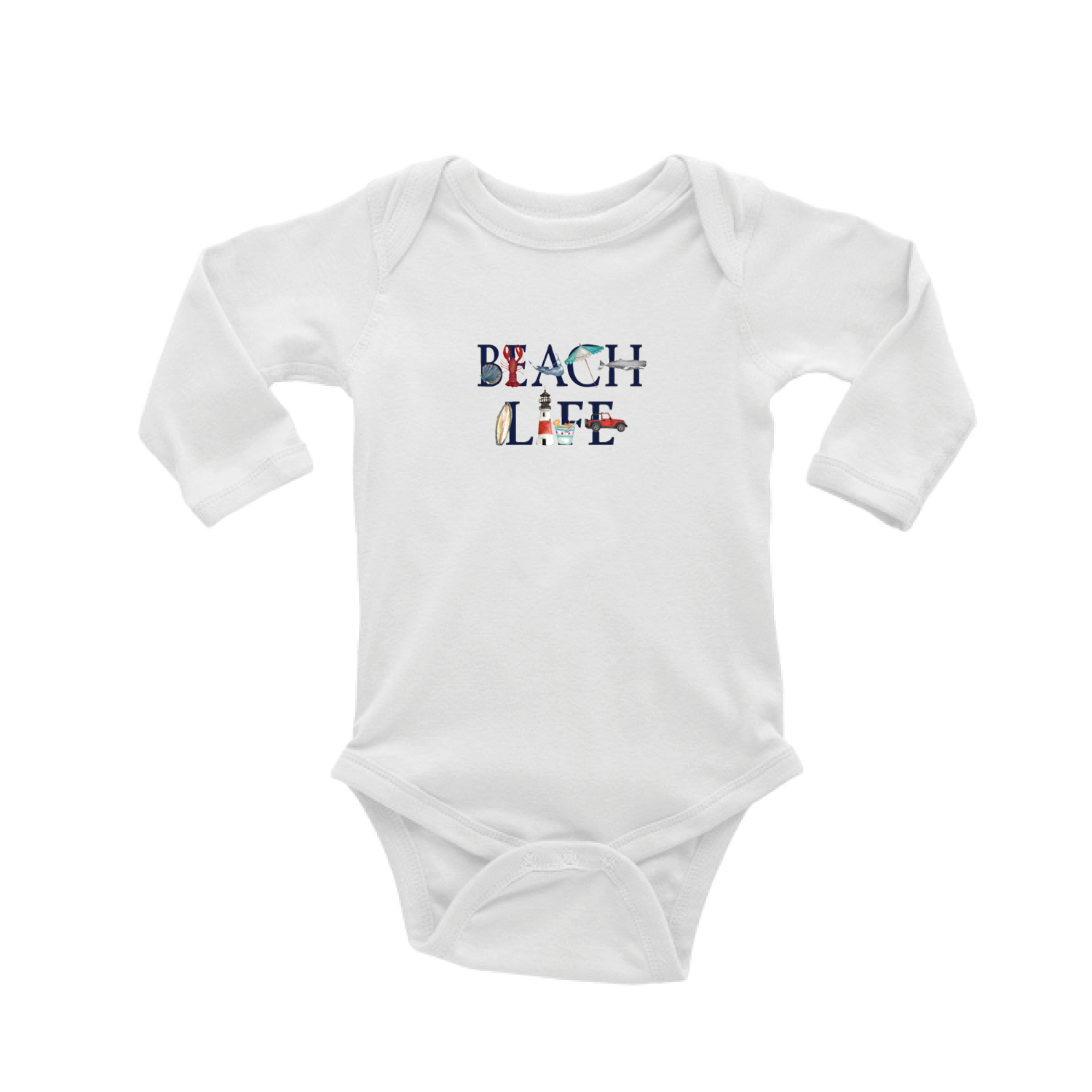 beach life nantucket baby snap up long sleeve
