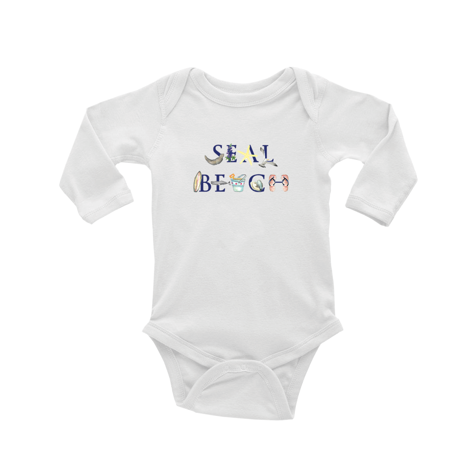 seal beach baby snap up long sleeve