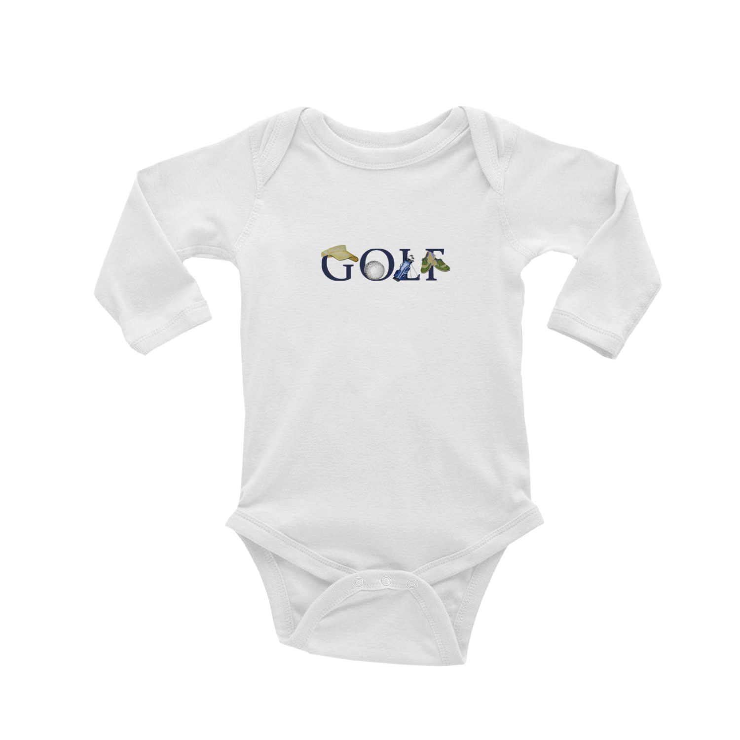 golf illu-stated baby snap up long sleeve