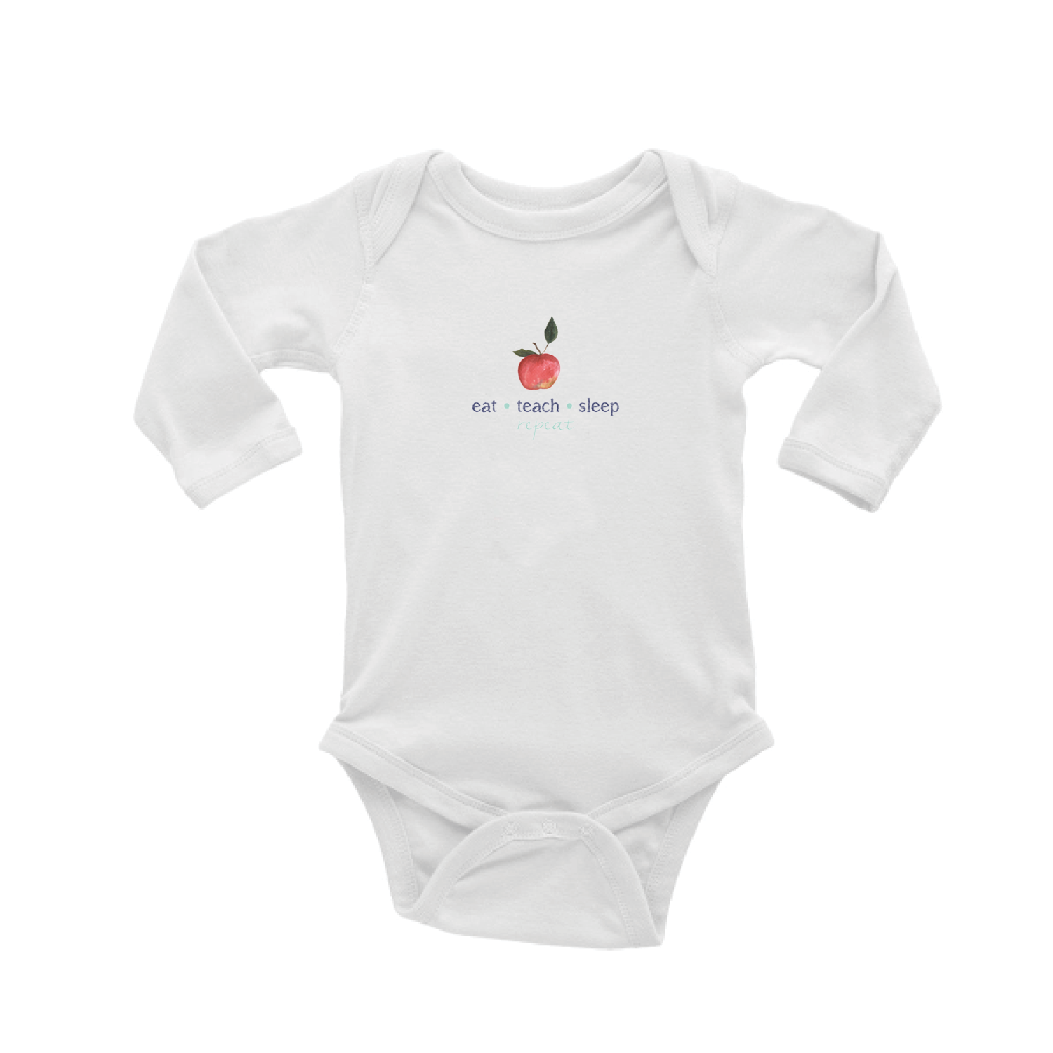 eat teach sleep repeat baby snap up long sleeve