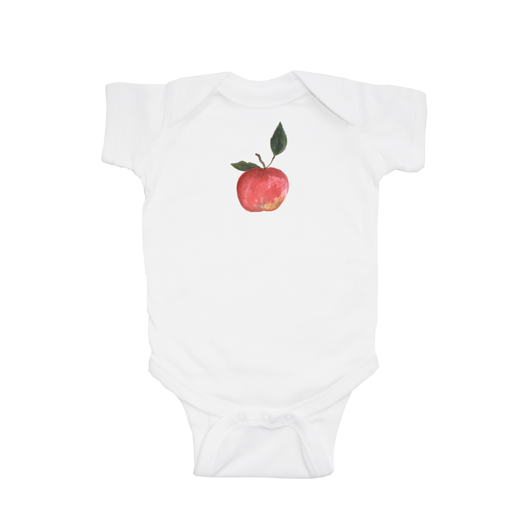 apple with leaf baby snap up short sleeve