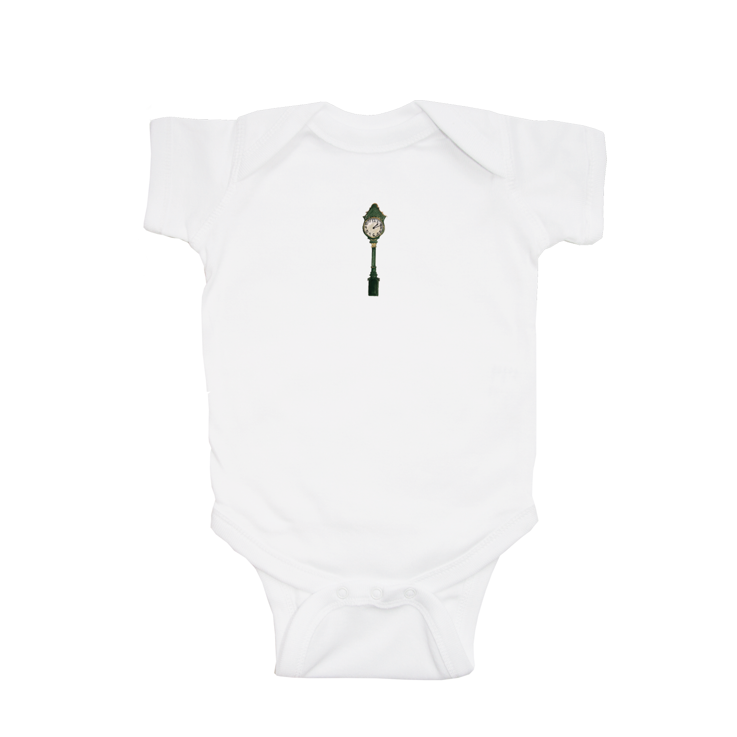 green clock baby snap up short sleeve