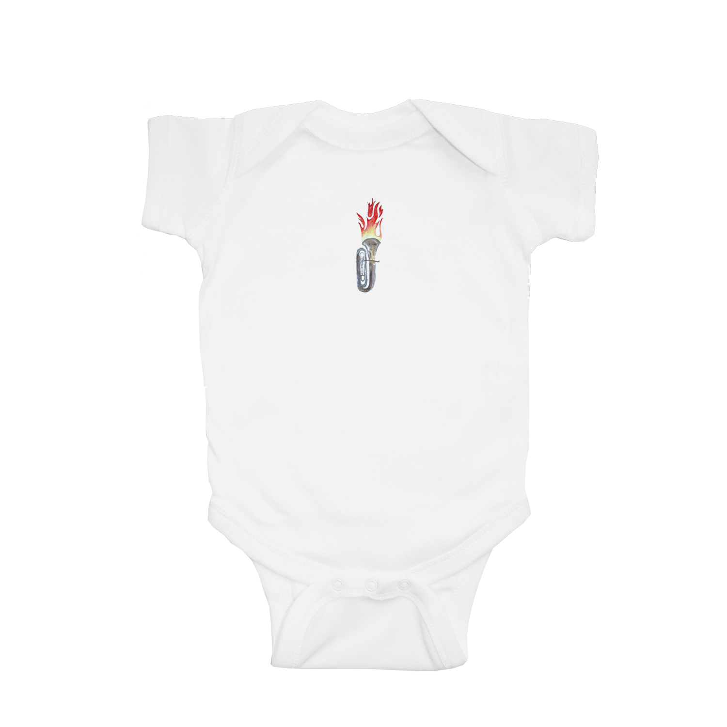 flaming tuba baby snap up short sleeve