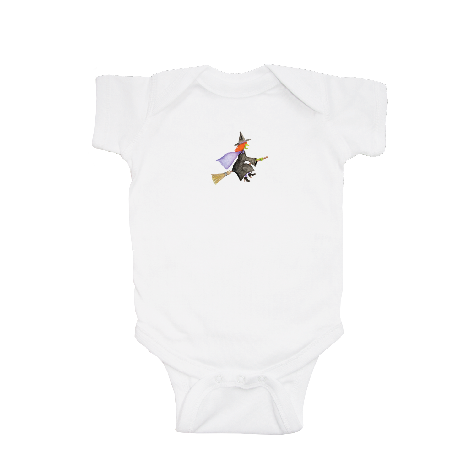 witch flying baby snap up short sleeve