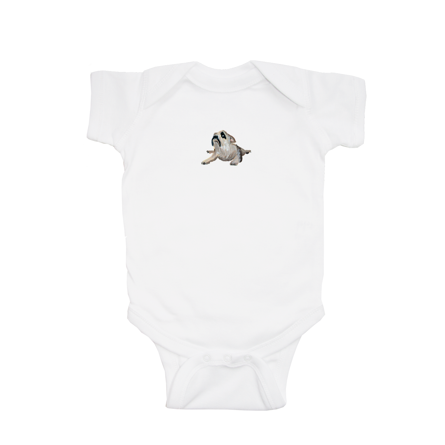 bulldog resting baby snap up short sleeve