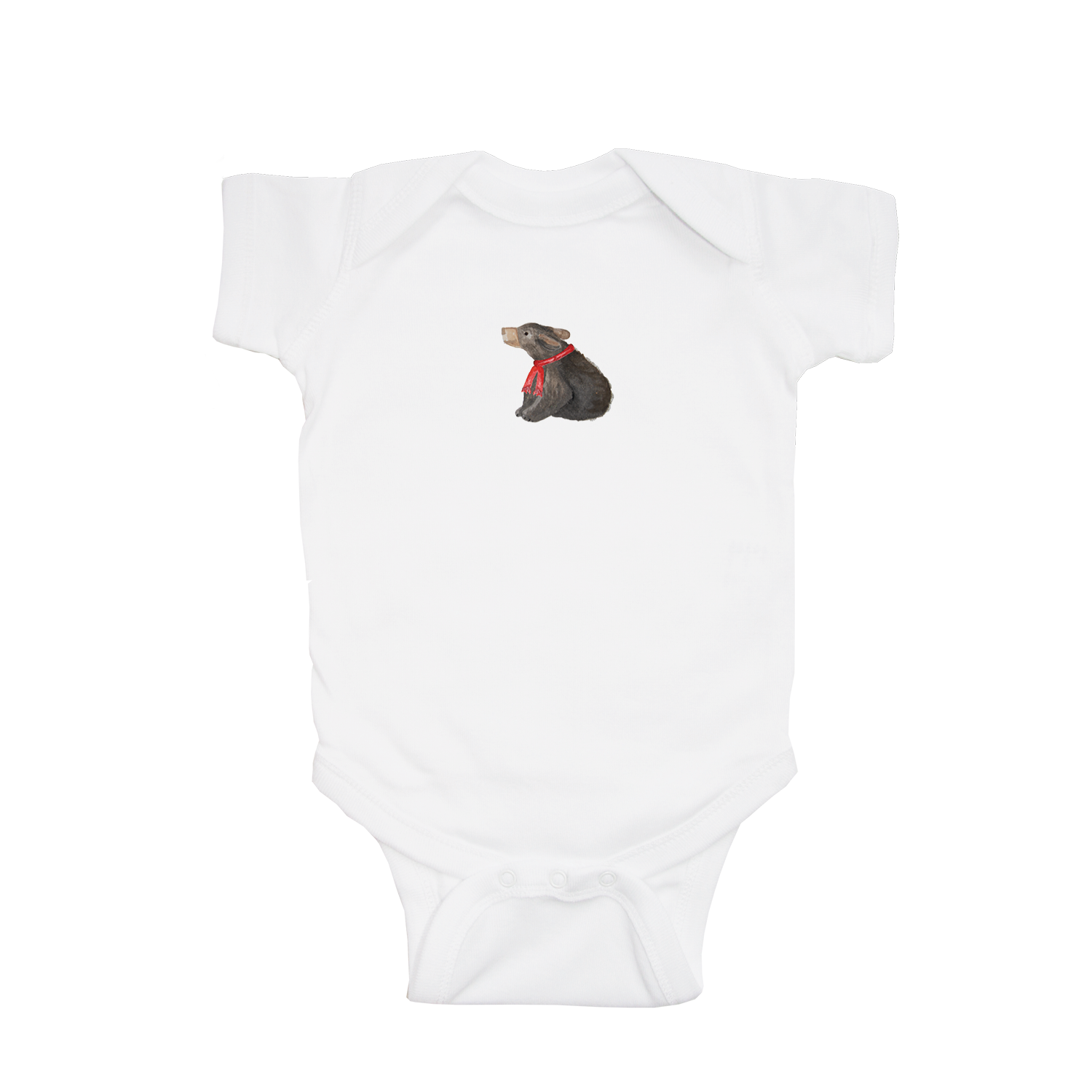baby bear in scarf baby snap up short sleeve