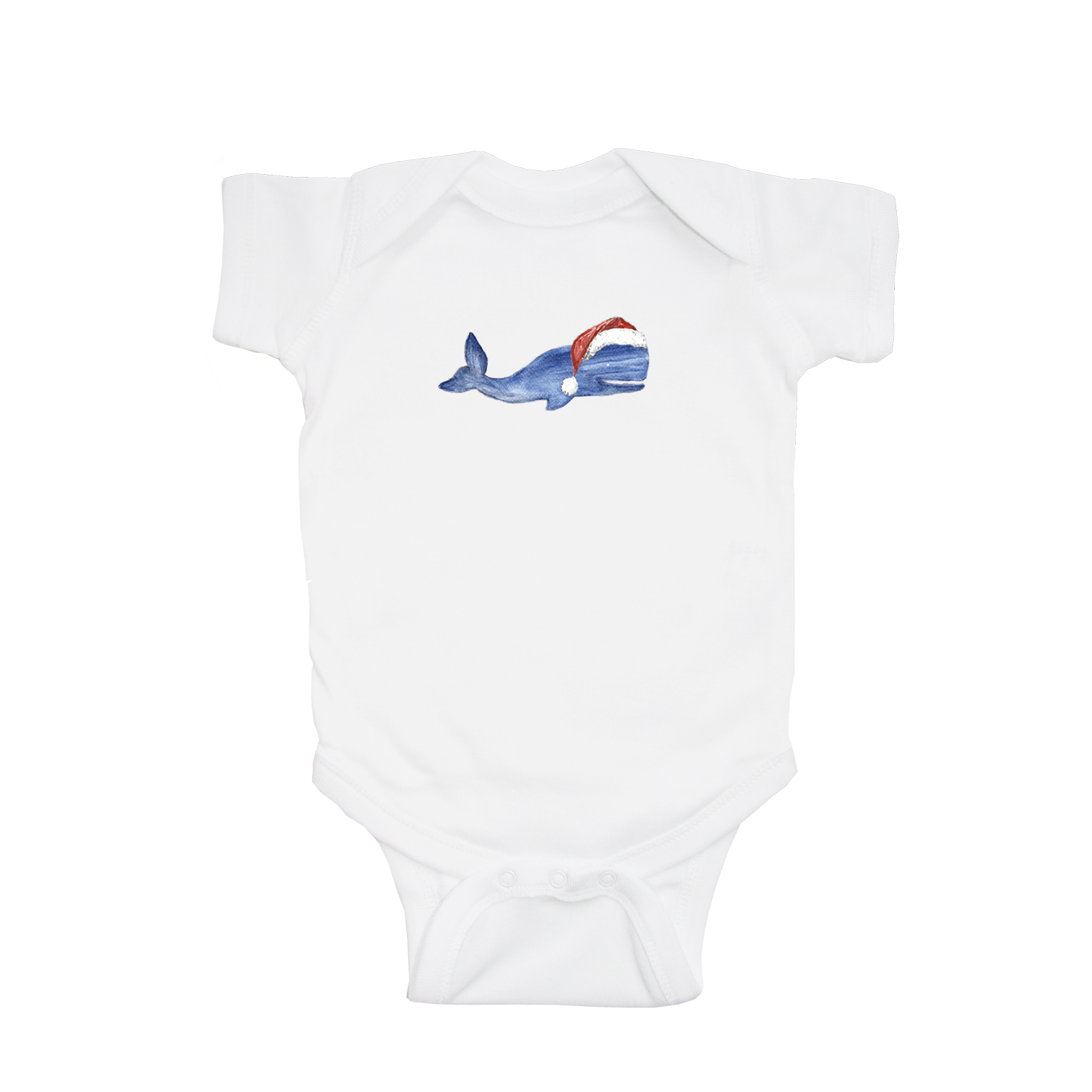 whale with santa hat baby snap up short sleeve