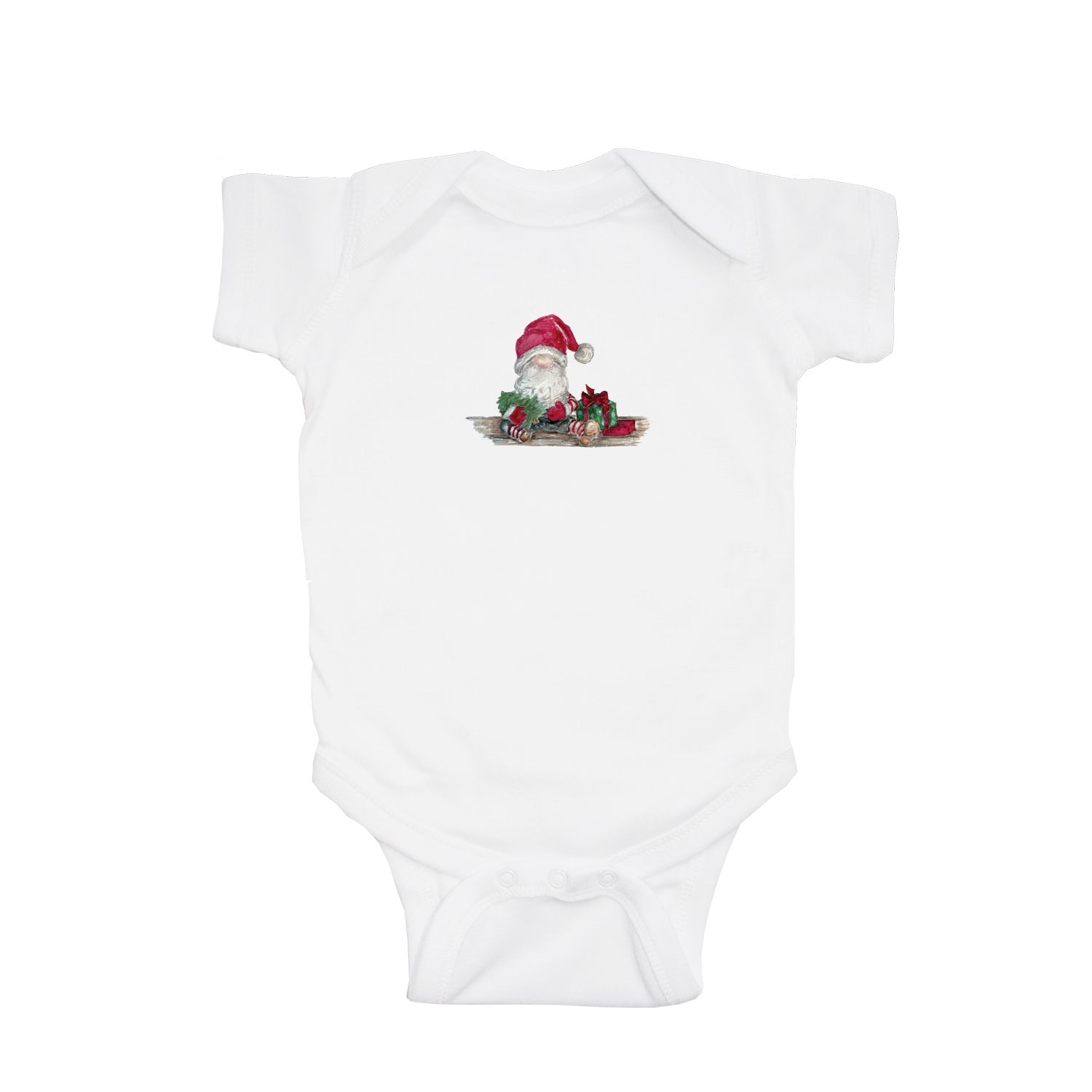 christmas gnome baby snap up short sleeve