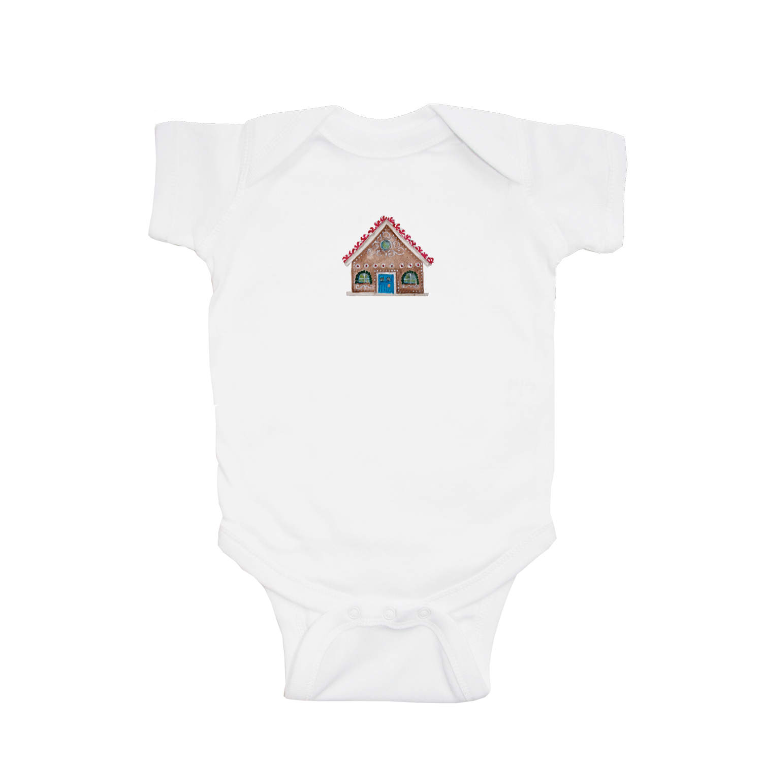 gingerbread house baby snap up short sleeve