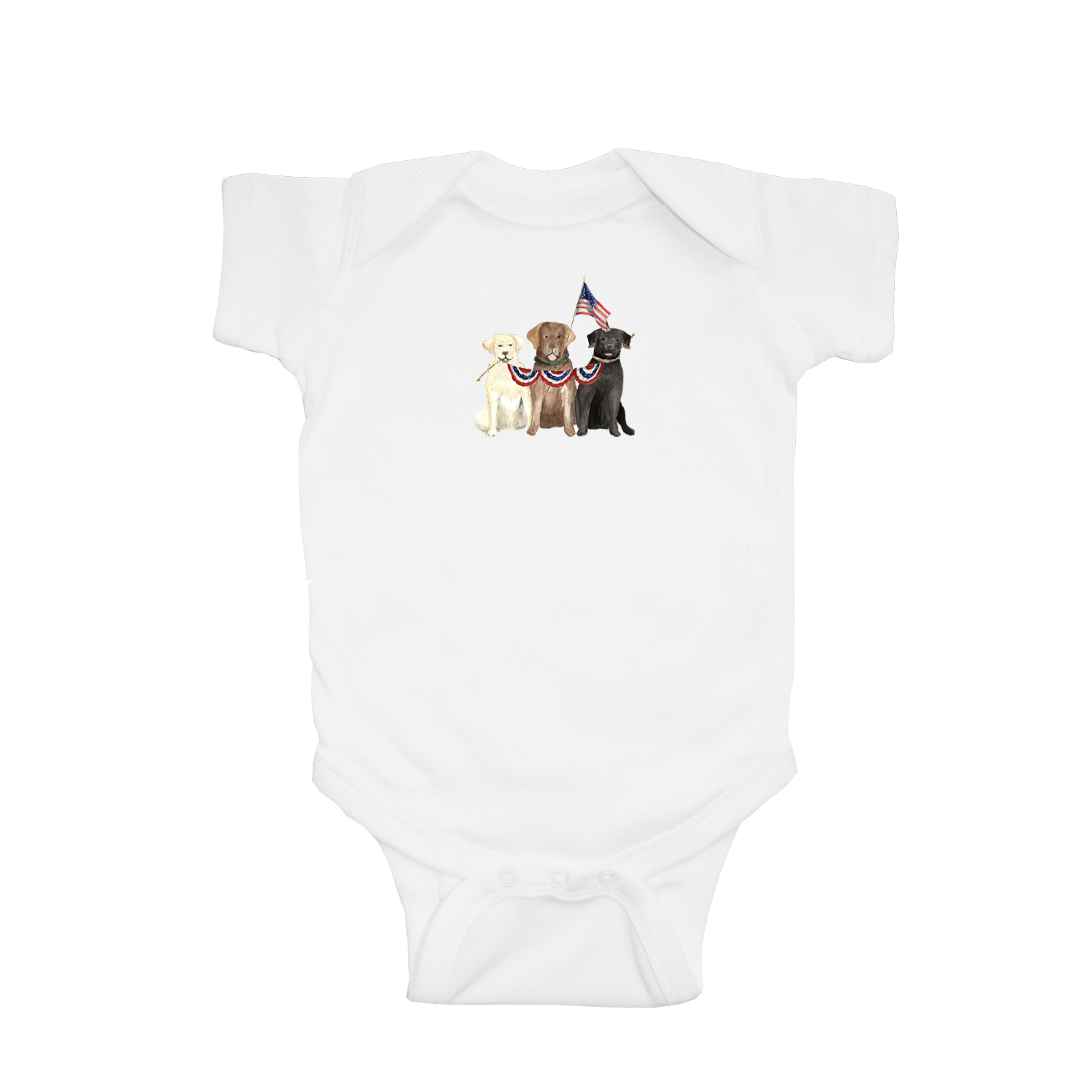 three labs 4th of july baby snap up short sleeve
