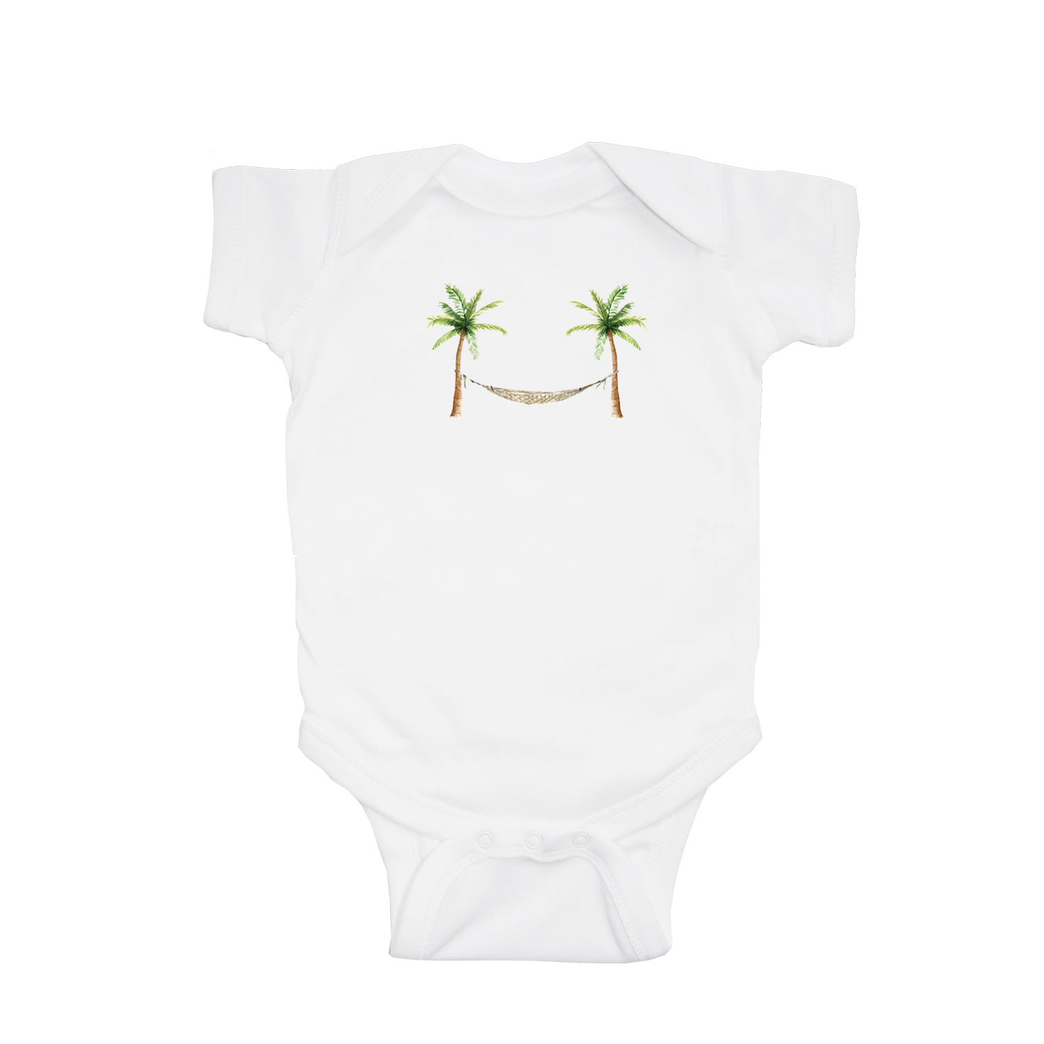 palm trees with hammock baby snap up short sleeve