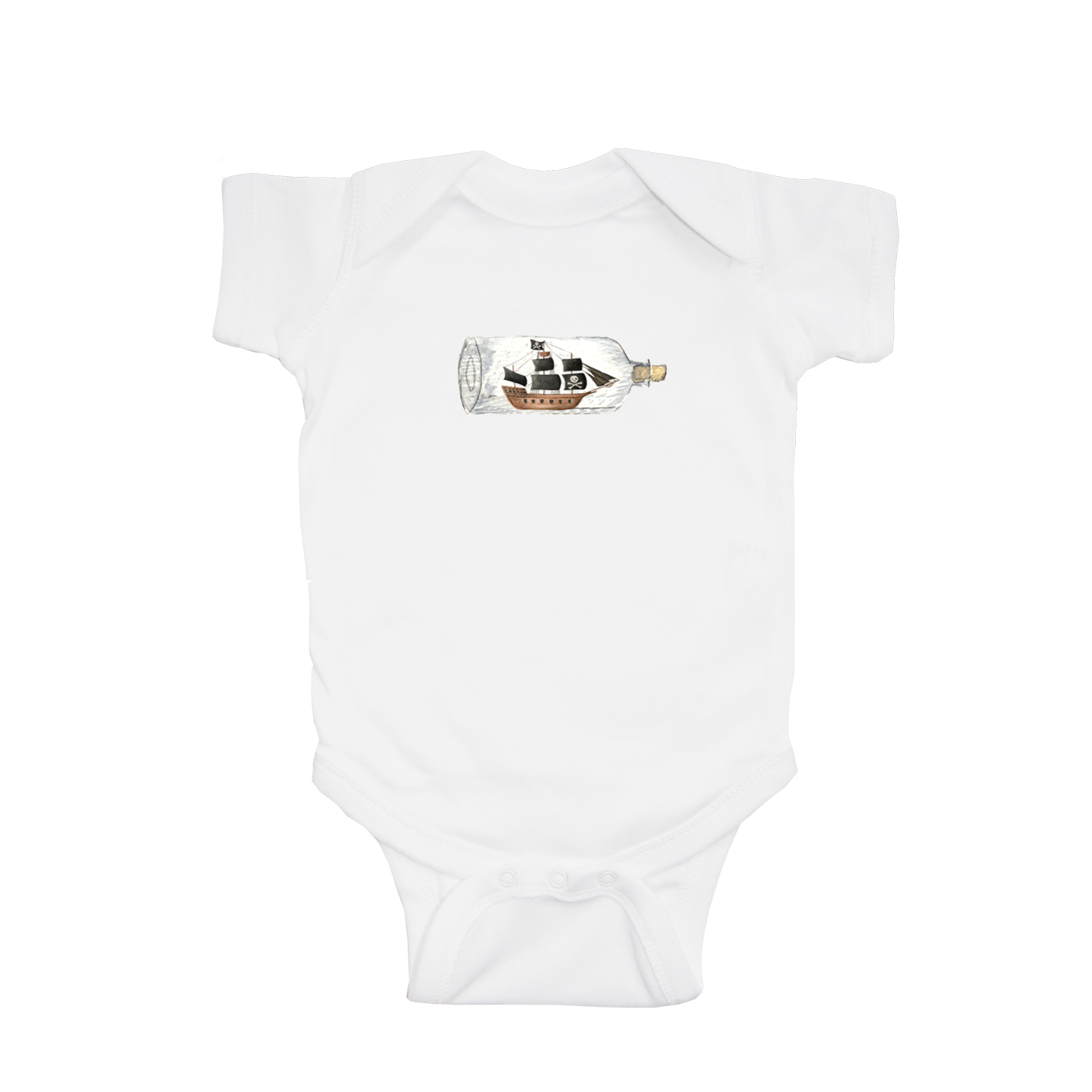 pirate ship in a bottle baby snap up short sleeve