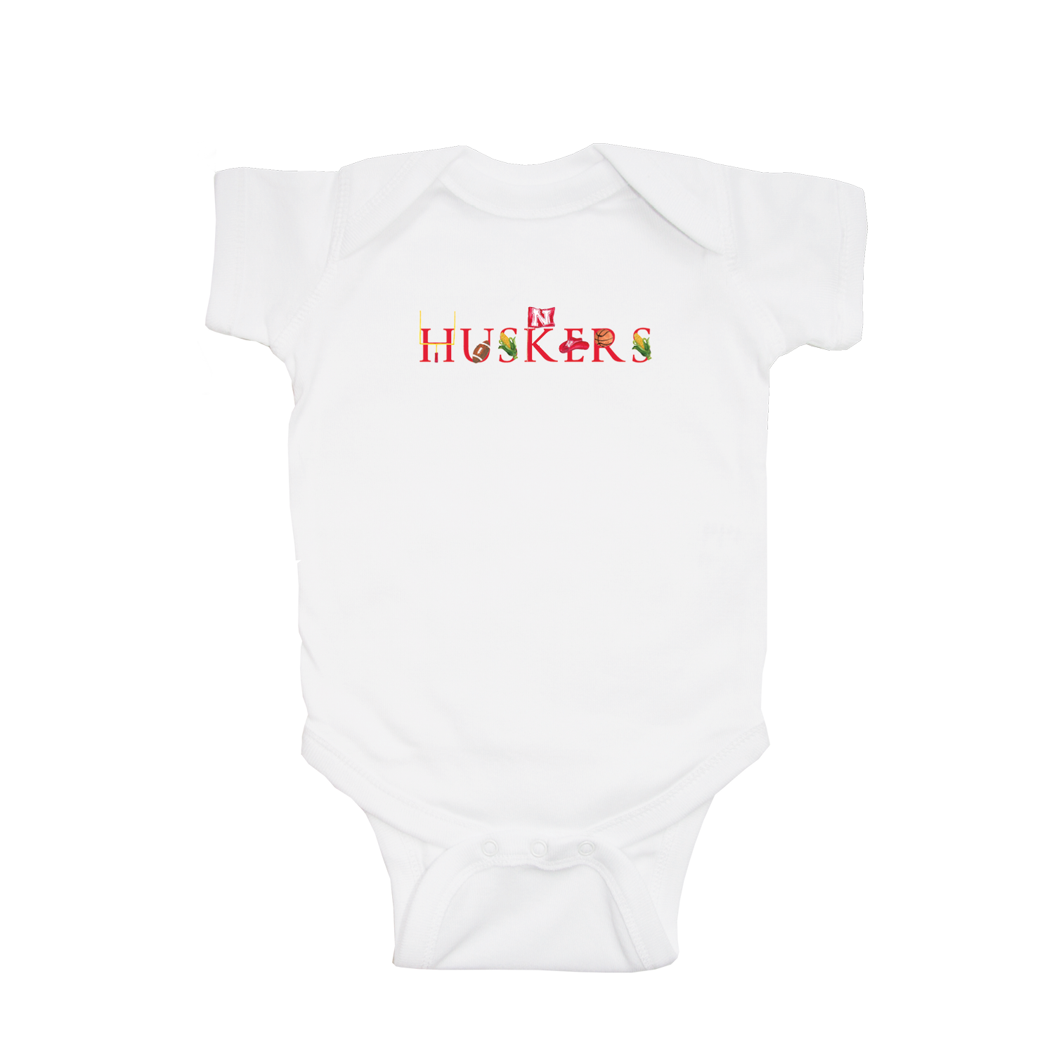 huskers baby snap up short sleeve
