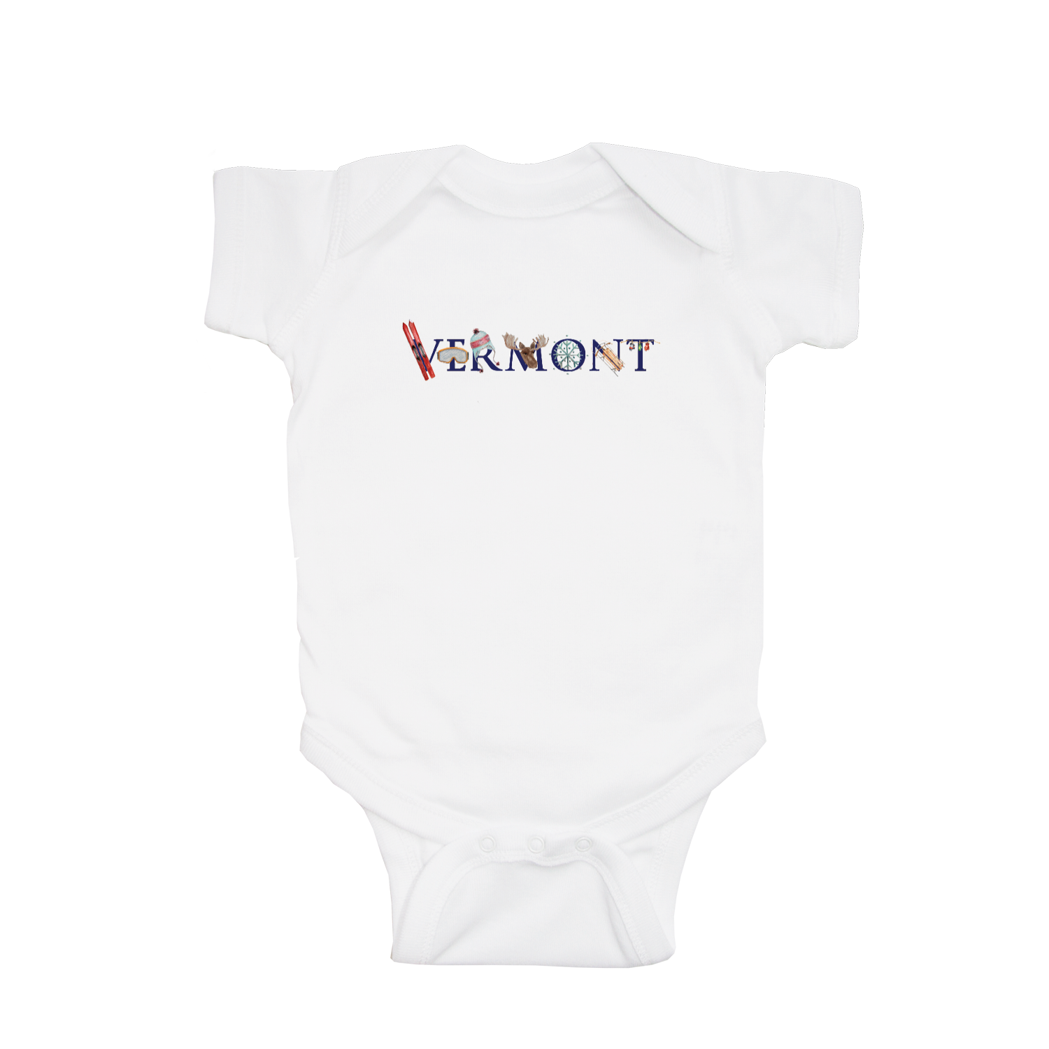 vermont winter baby snap up short sleeve