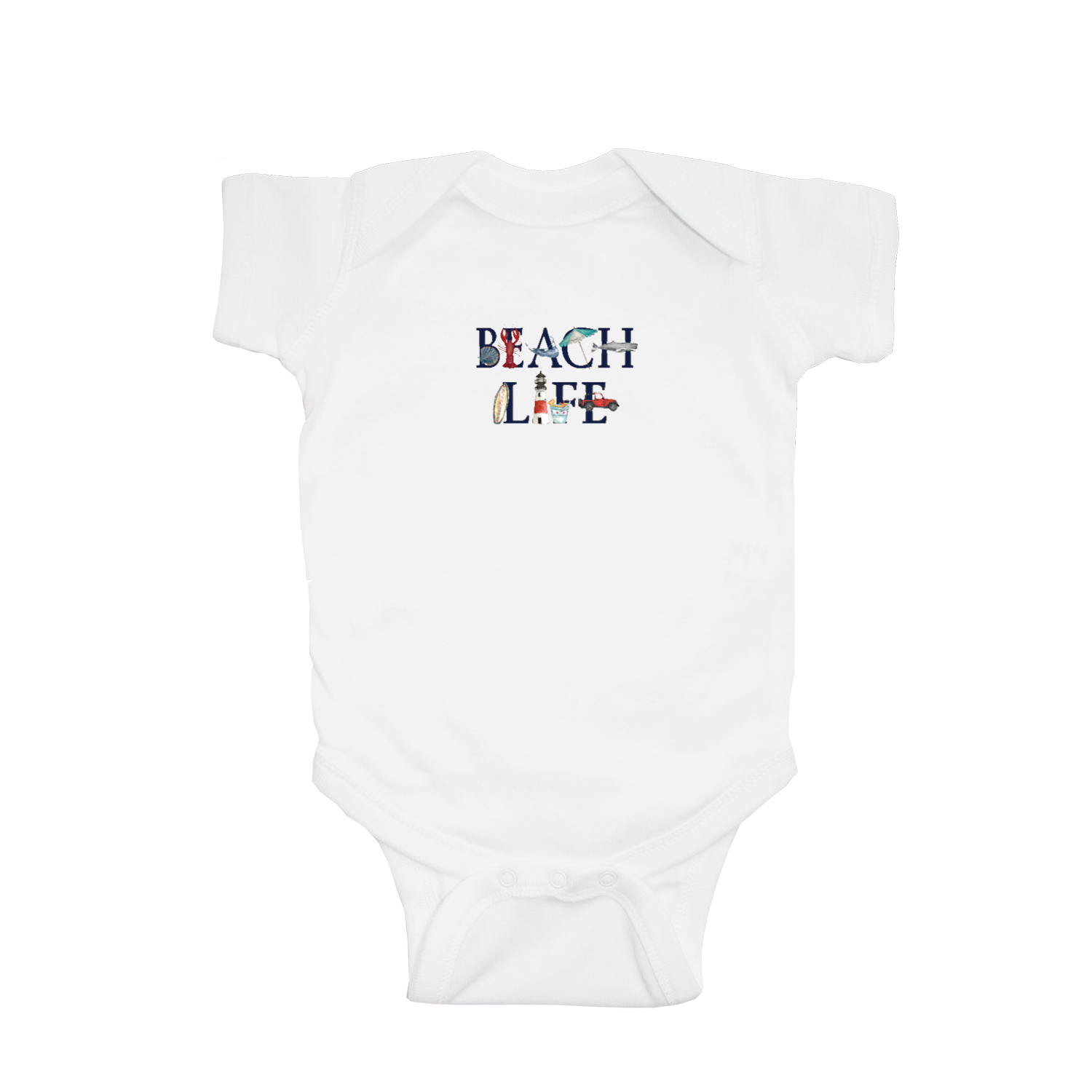 beach life nantucket baby snap up short sleeve