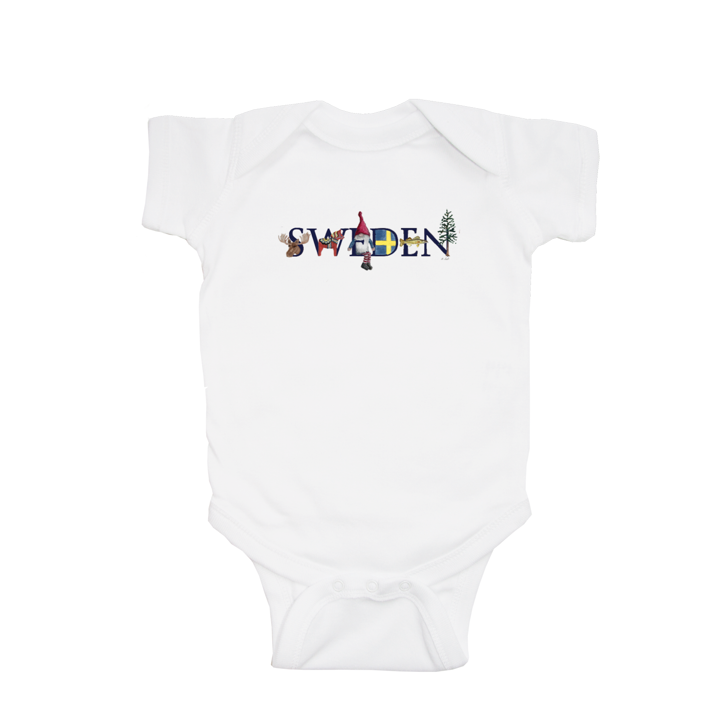 Sweden baby snap up short sleeve