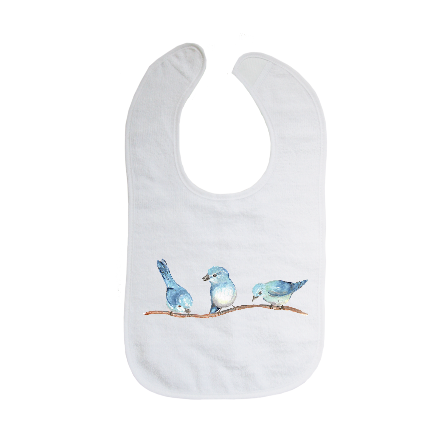 three blue birds bib