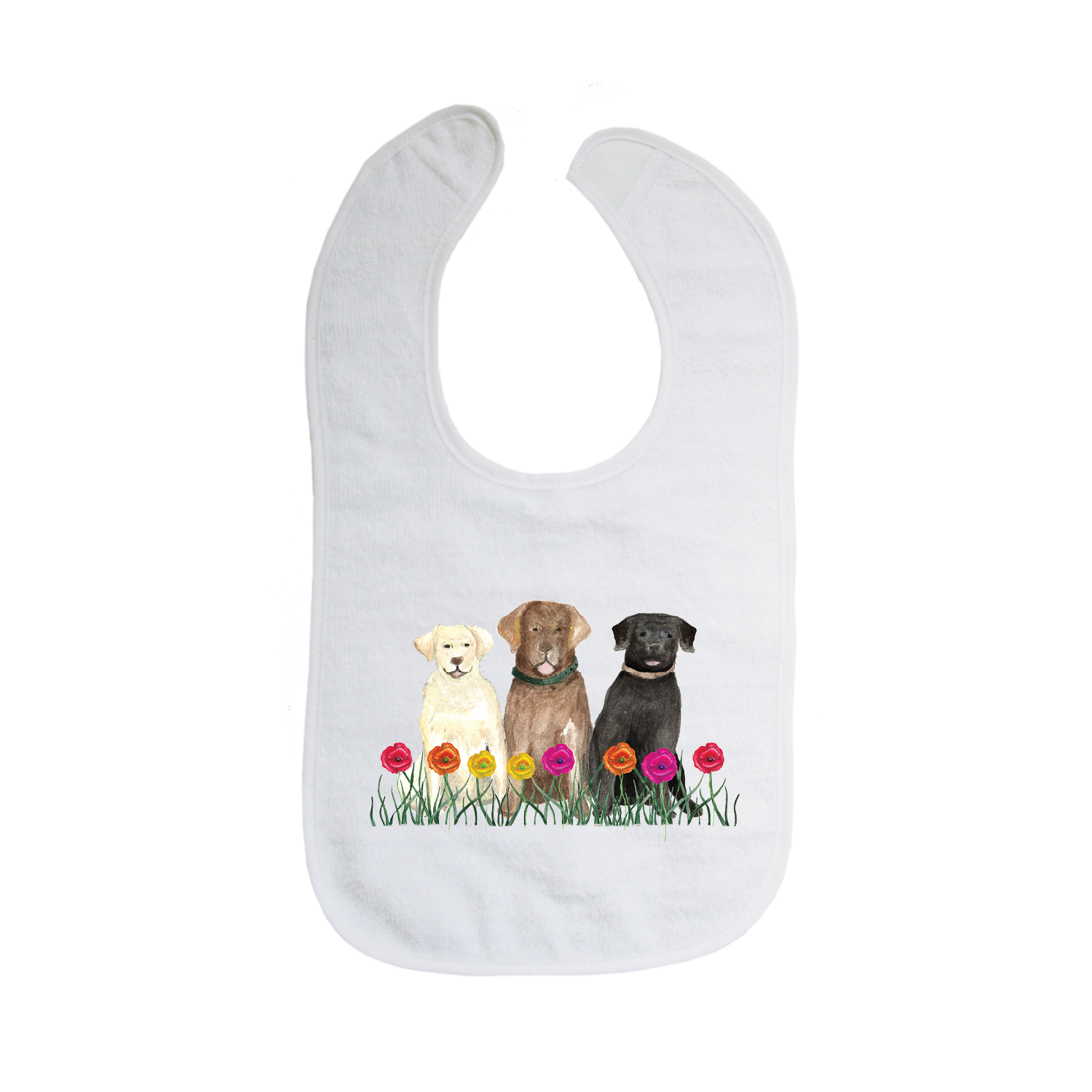 three labs flowers bib