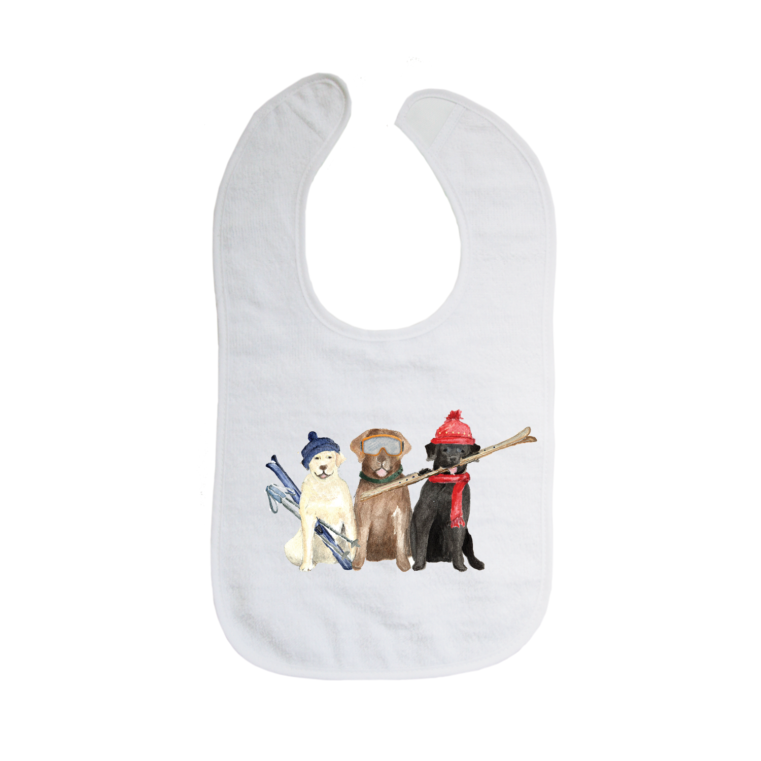 three labs skiing bib