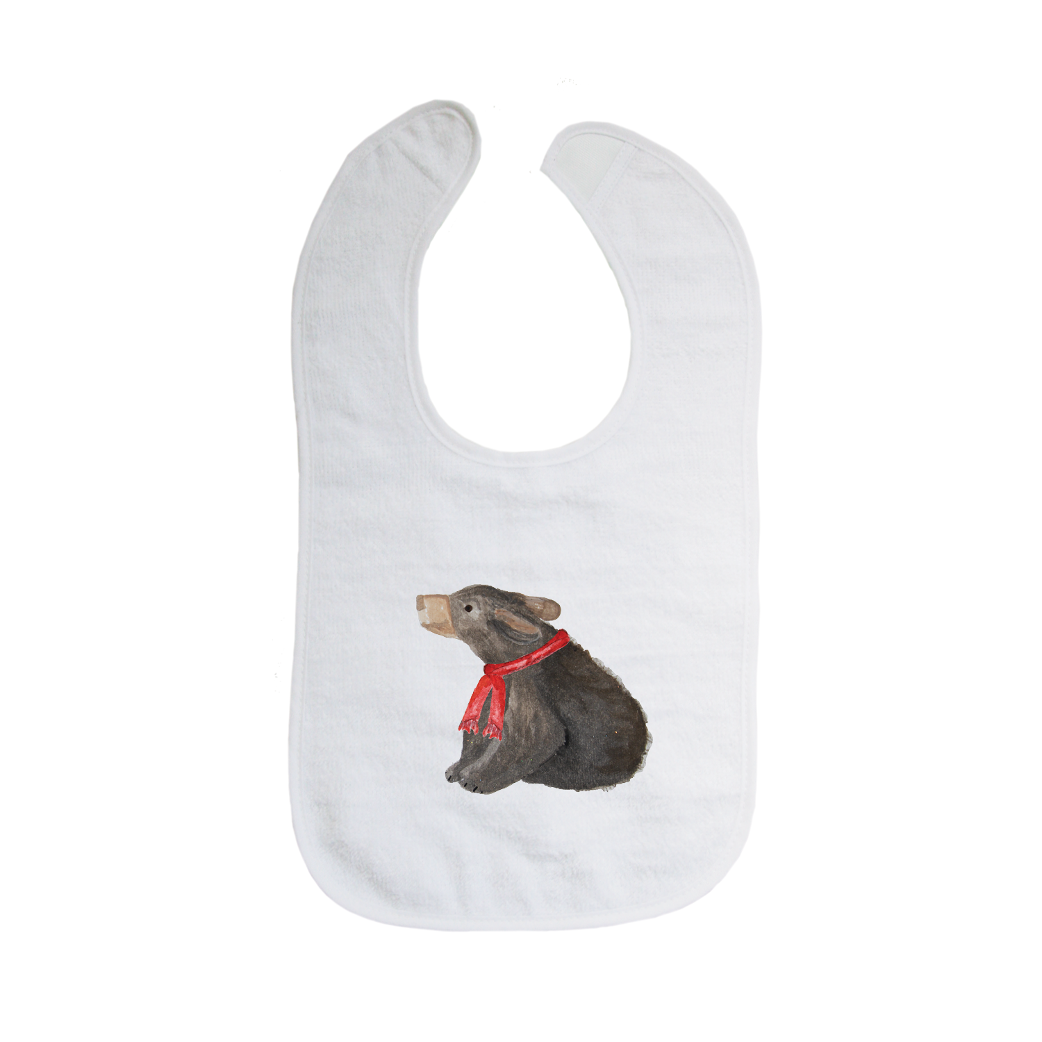 baby bear in scarf bib