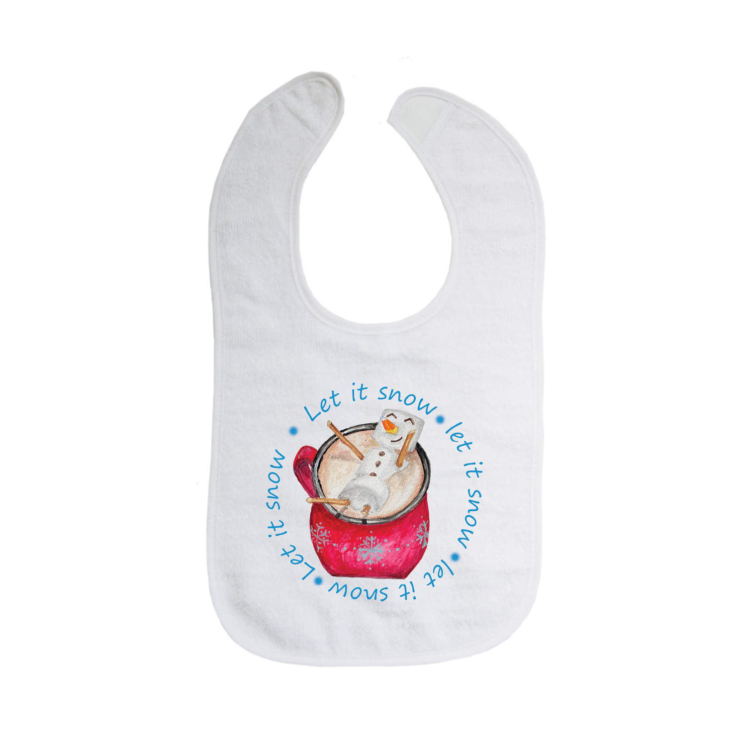 cocoa with snowman let it snow bib