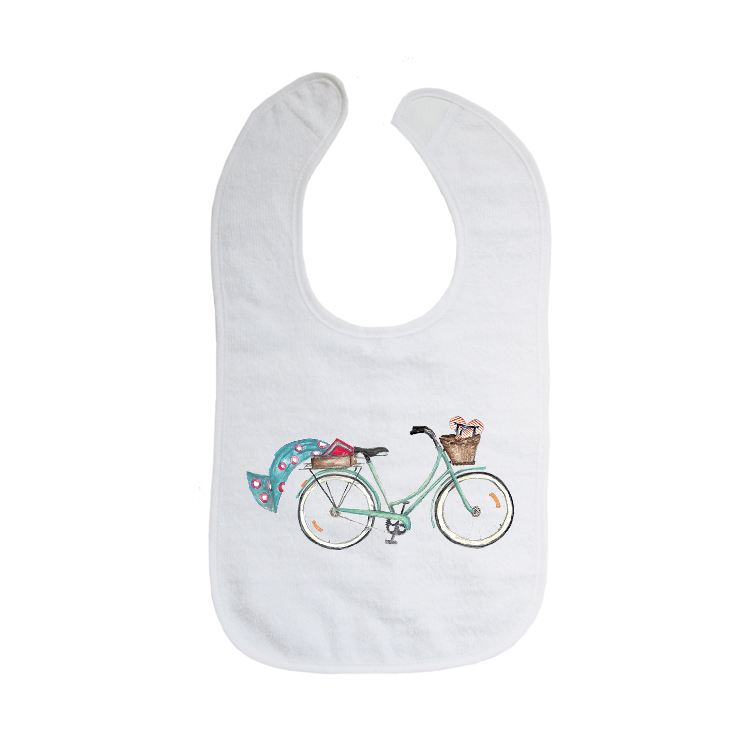 seafoam beach bike + turquoise towel bib