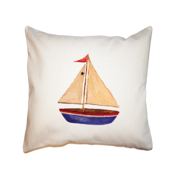 blue sailboat square pillow